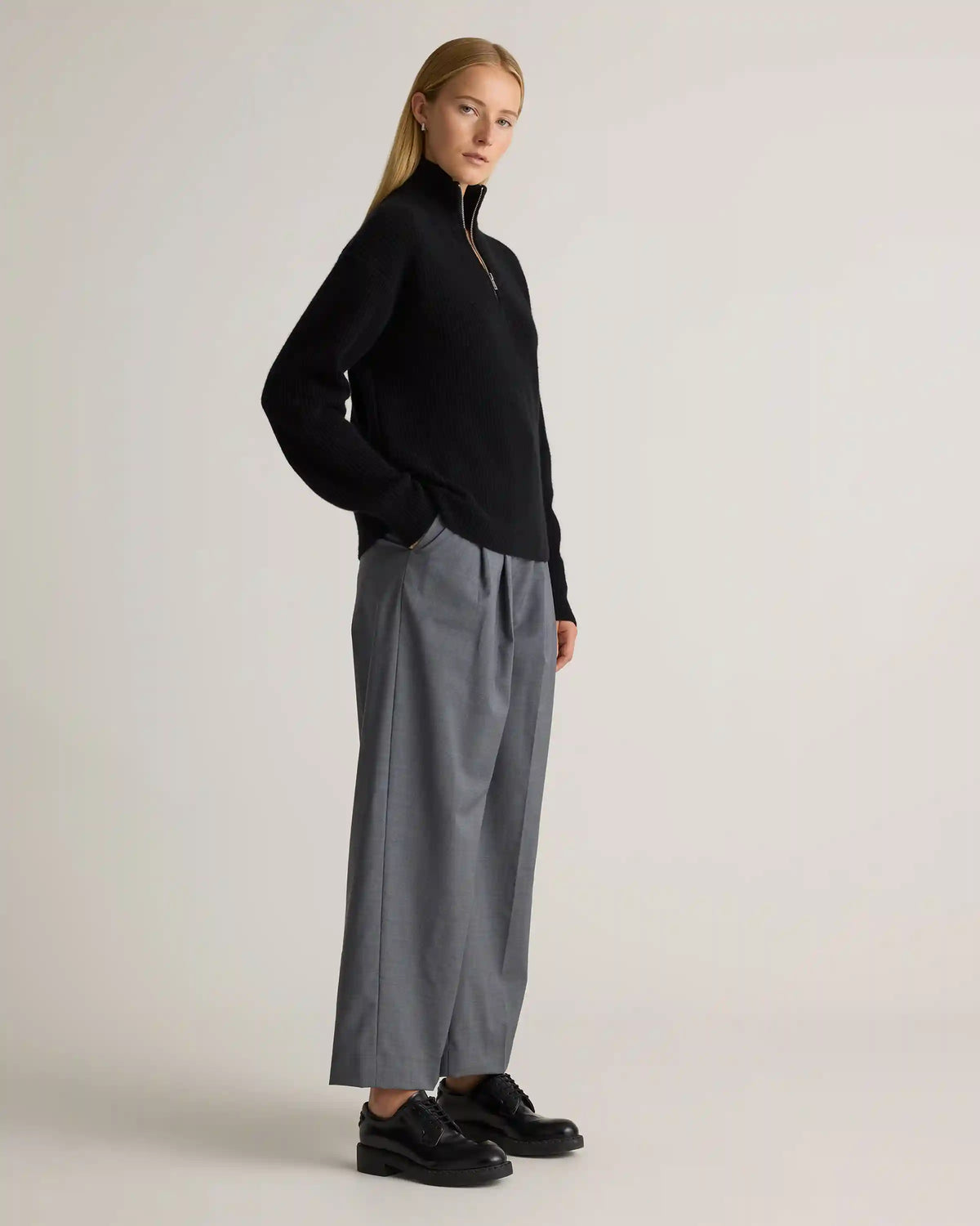 Mongolian Cashmere Fisherman Quarter Zip Sweater