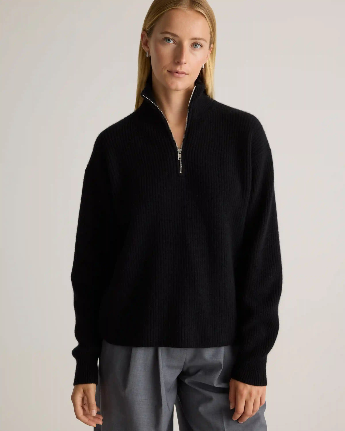 Mongolian Cashmere Fisherman Quarter Zip Sweater