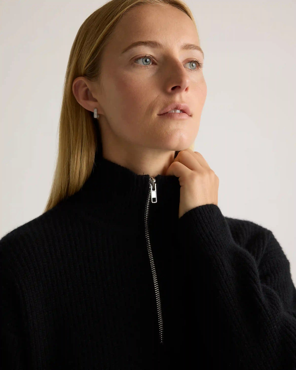 Mongolian Cashmere Fisherman Quarter Zip Sweater