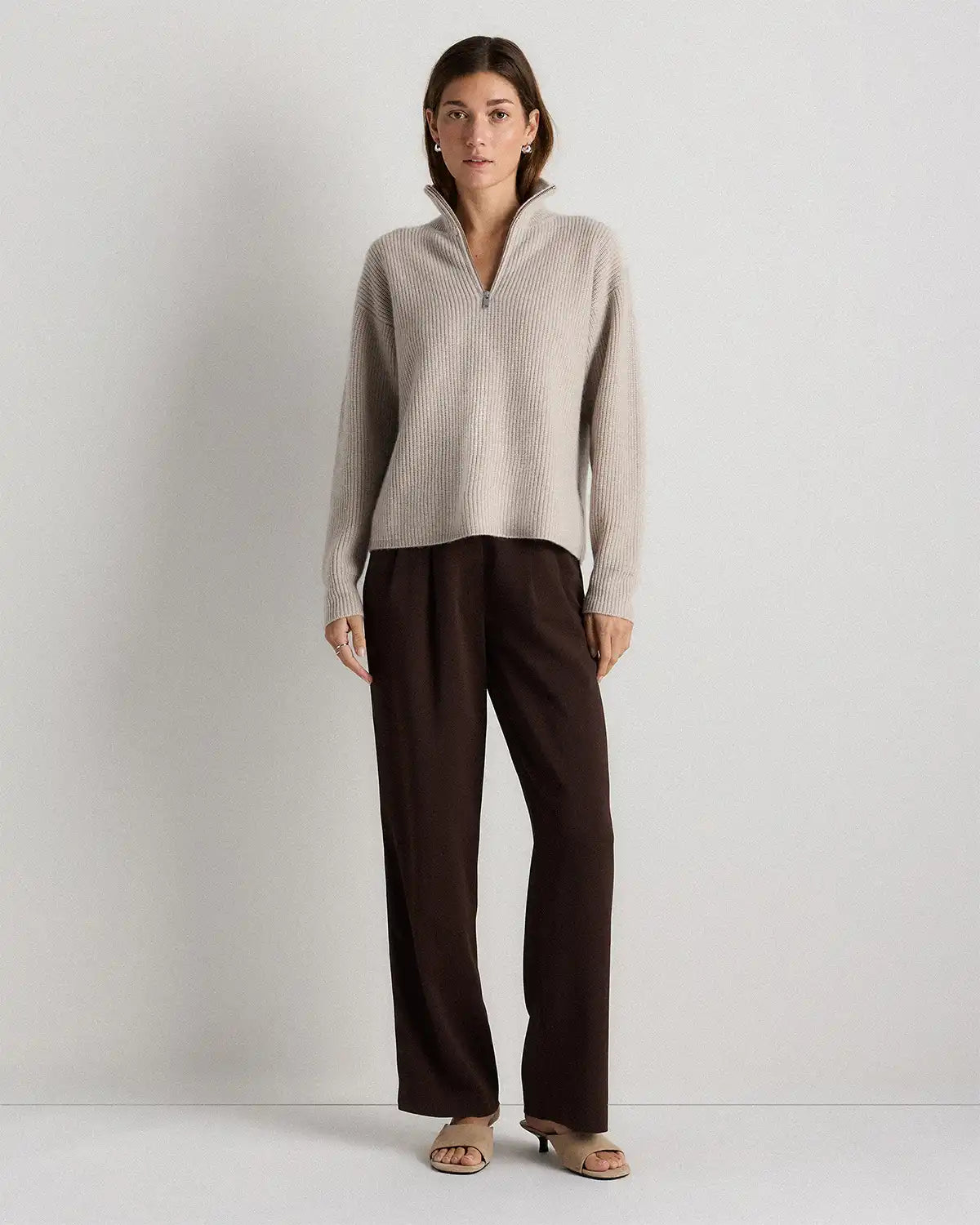 Mongolian Cashmere Fisherman Quarter Zip Sweater