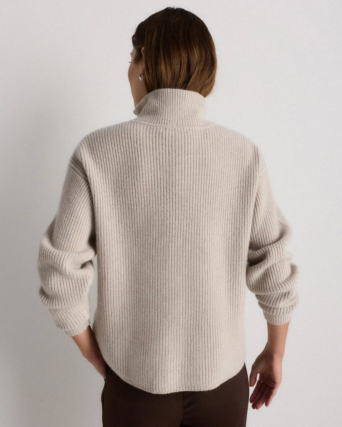 Mongolian Cashmere Fisherman Quarter Zip Sweater