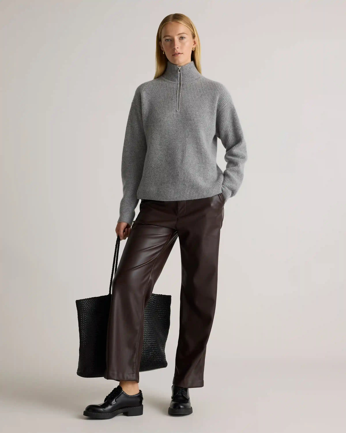 Mongolian Cashmere Fisherman Quarter Zip Sweater