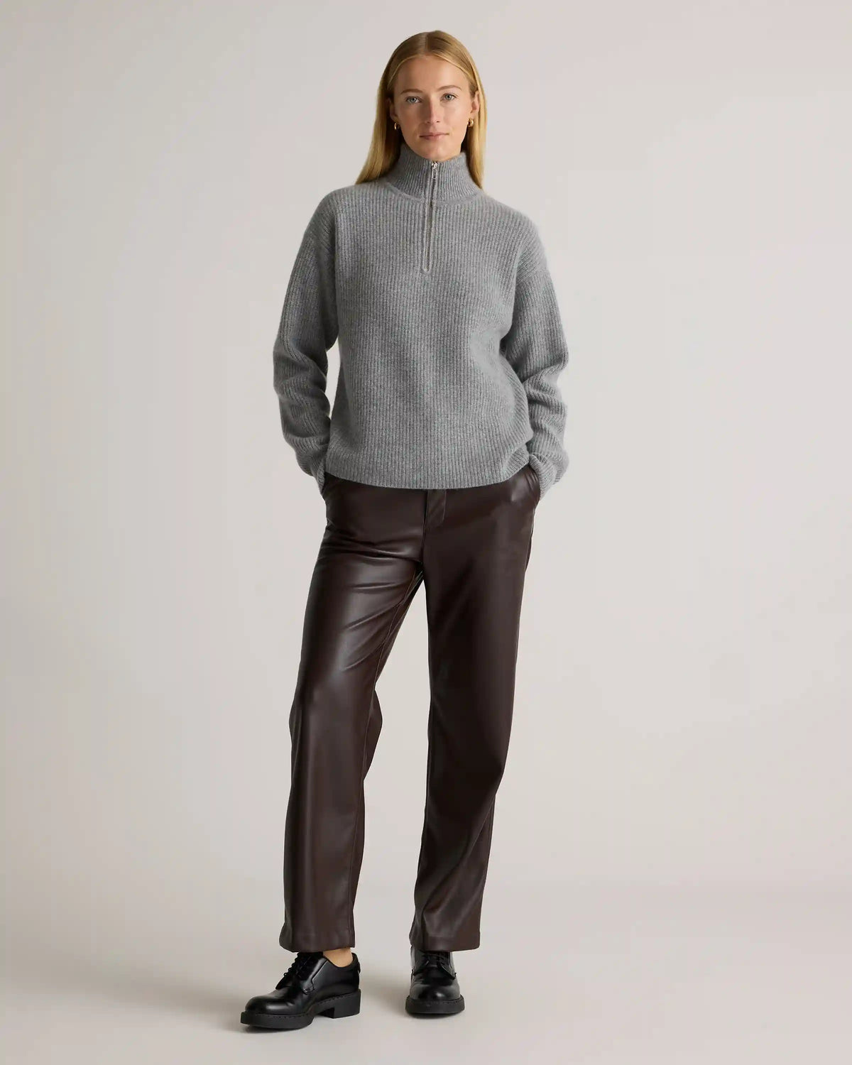 Mongolian Cashmere Fisherman Quarter Zip Sweater