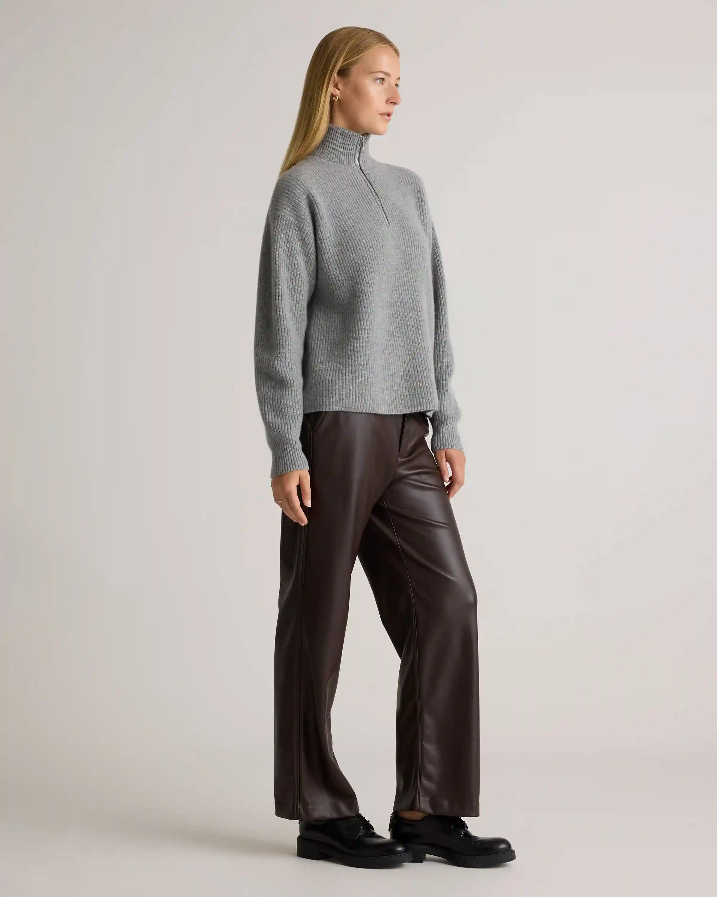 Mongolian Cashmere Fisherman Quarter Zip Sweater