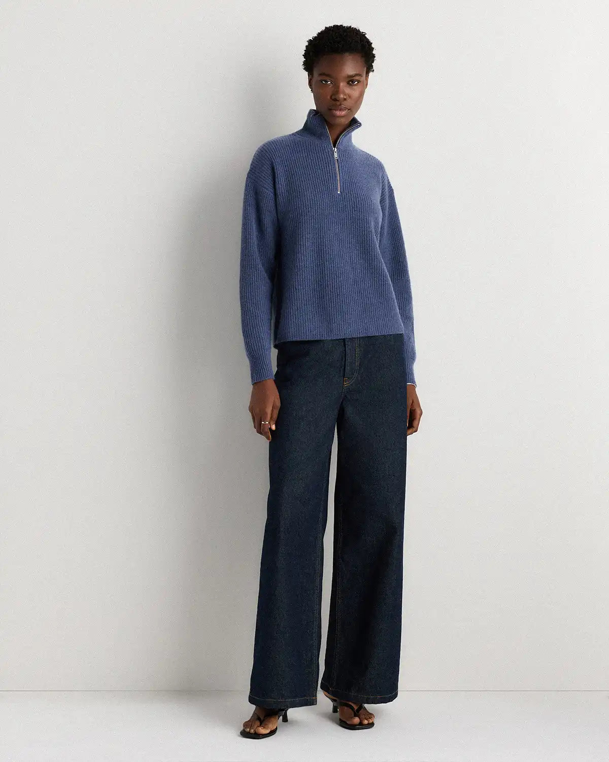 Mongolian Cashmere Fisherman Quarter Zip Sweater