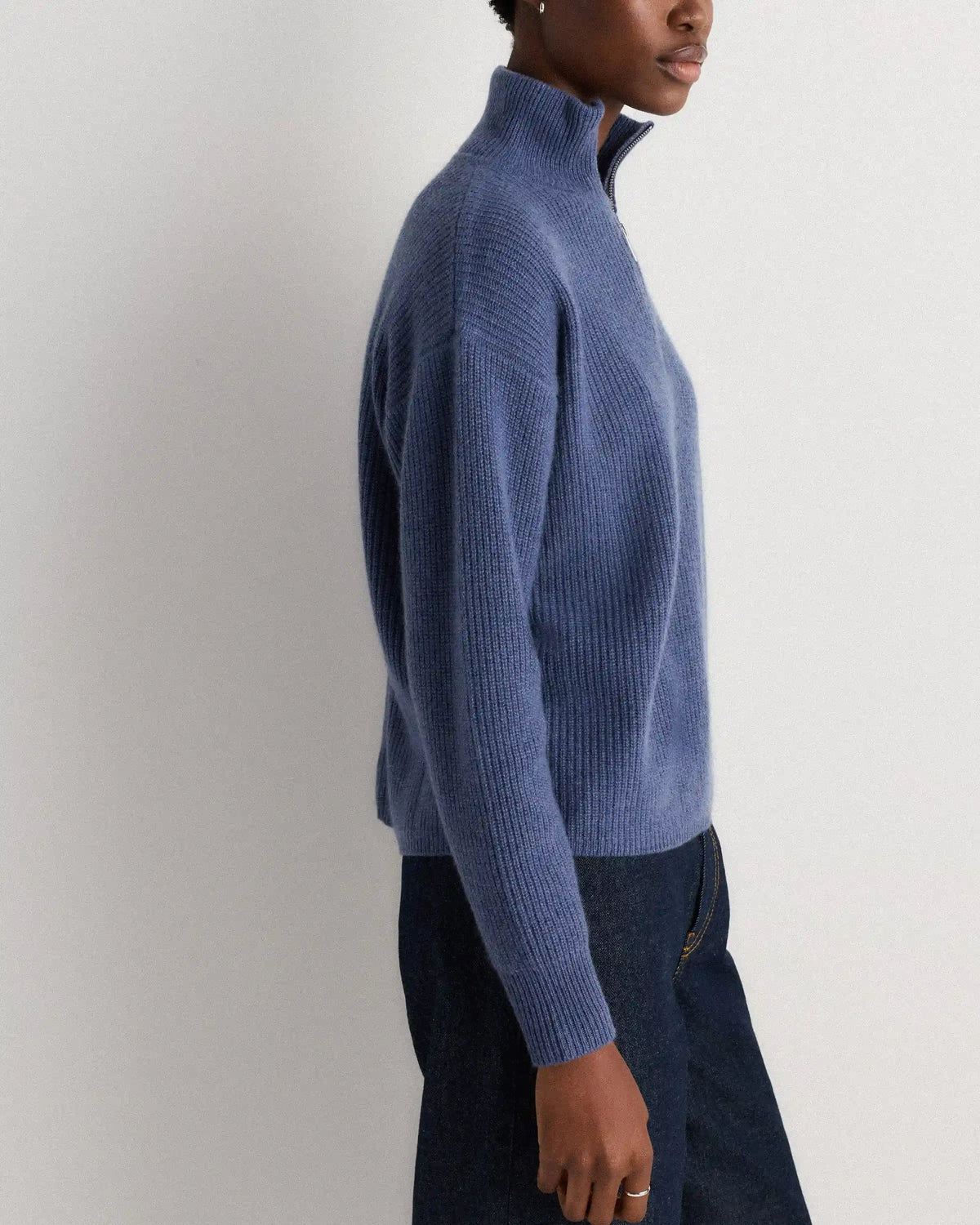 Mongolian Cashmere Fisherman Quarter Zip Sweater