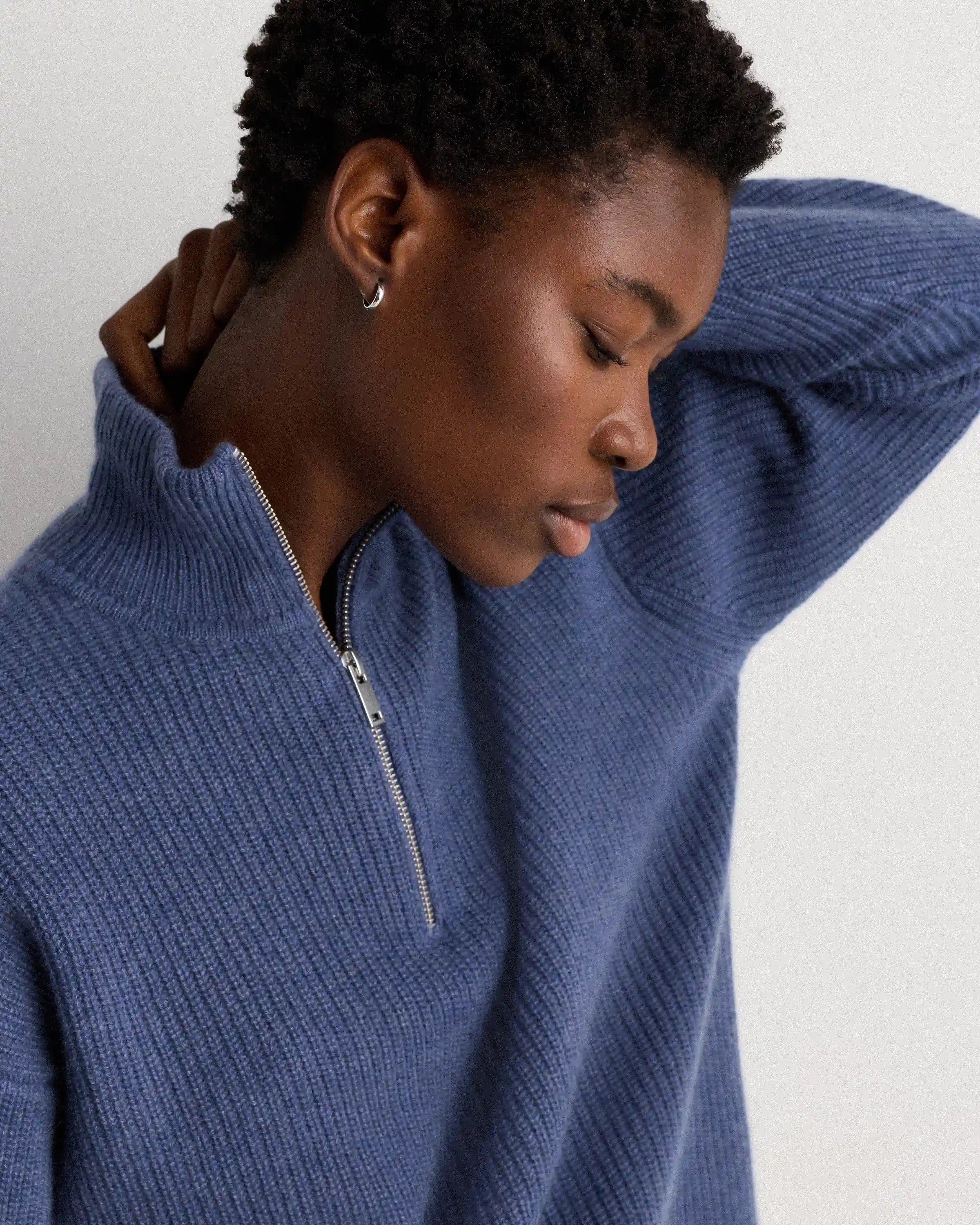 Mongolian Cashmere Fisherman Quarter Zip Sweater