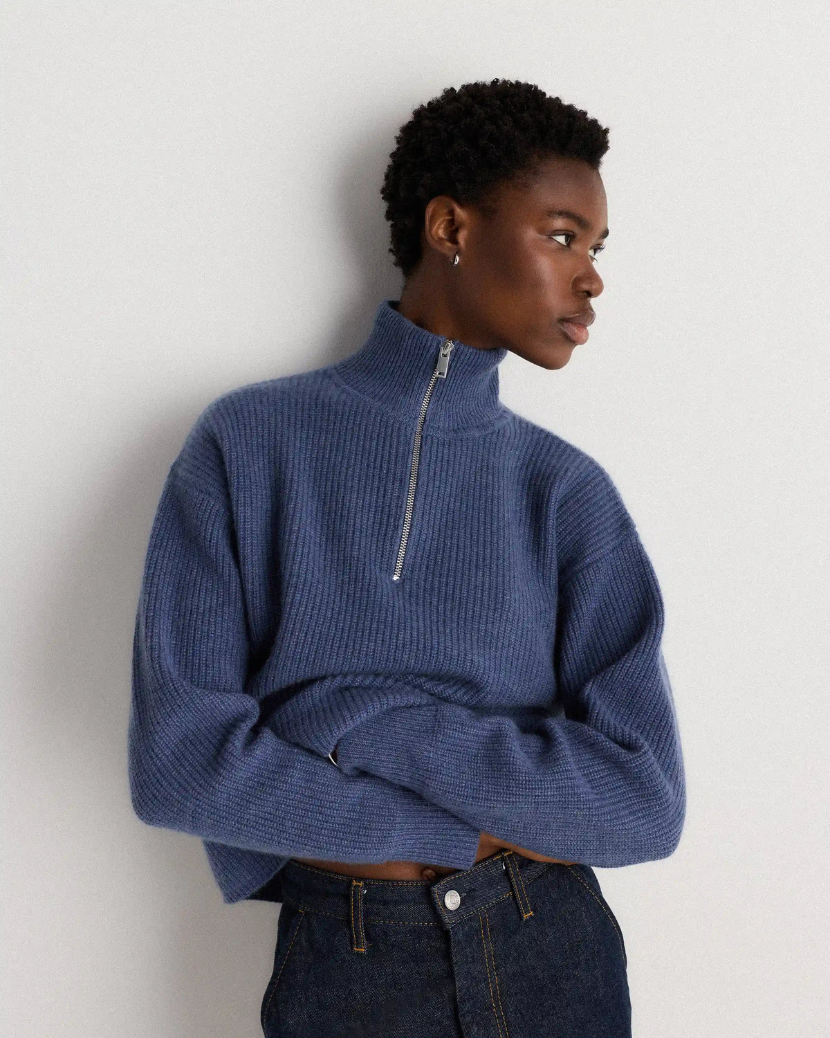 Mongolian Cashmere Fisherman Quarter Zip Sweater