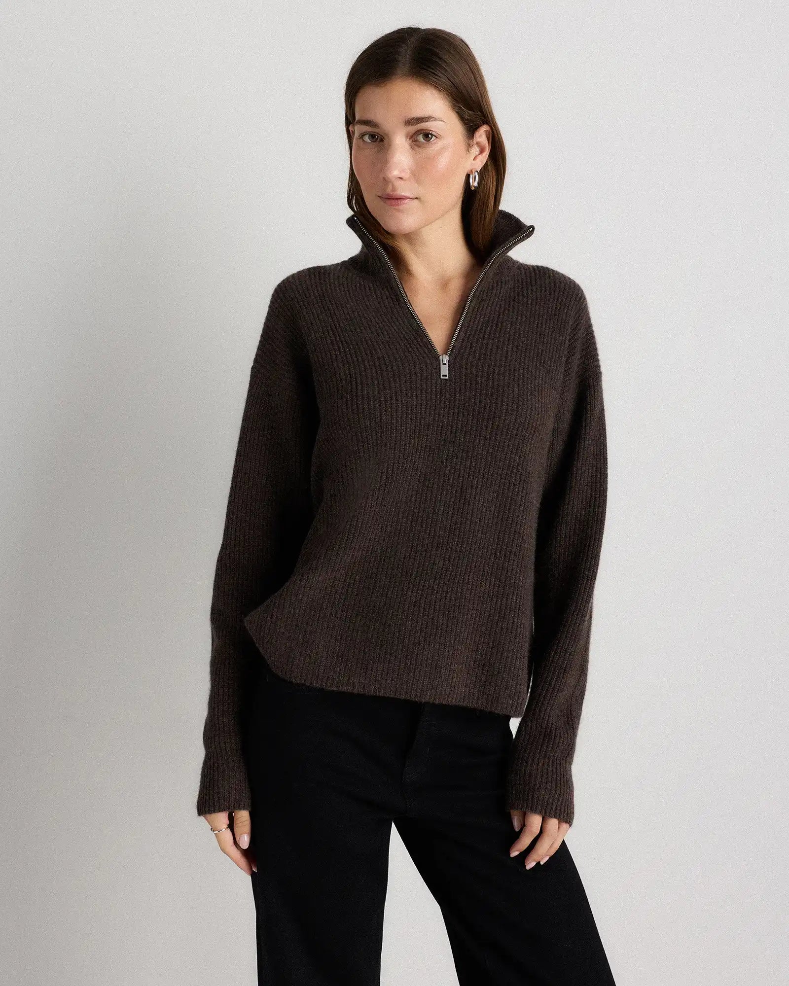 Mongolian Cashmere Fisherman Quarter Zip Sweater