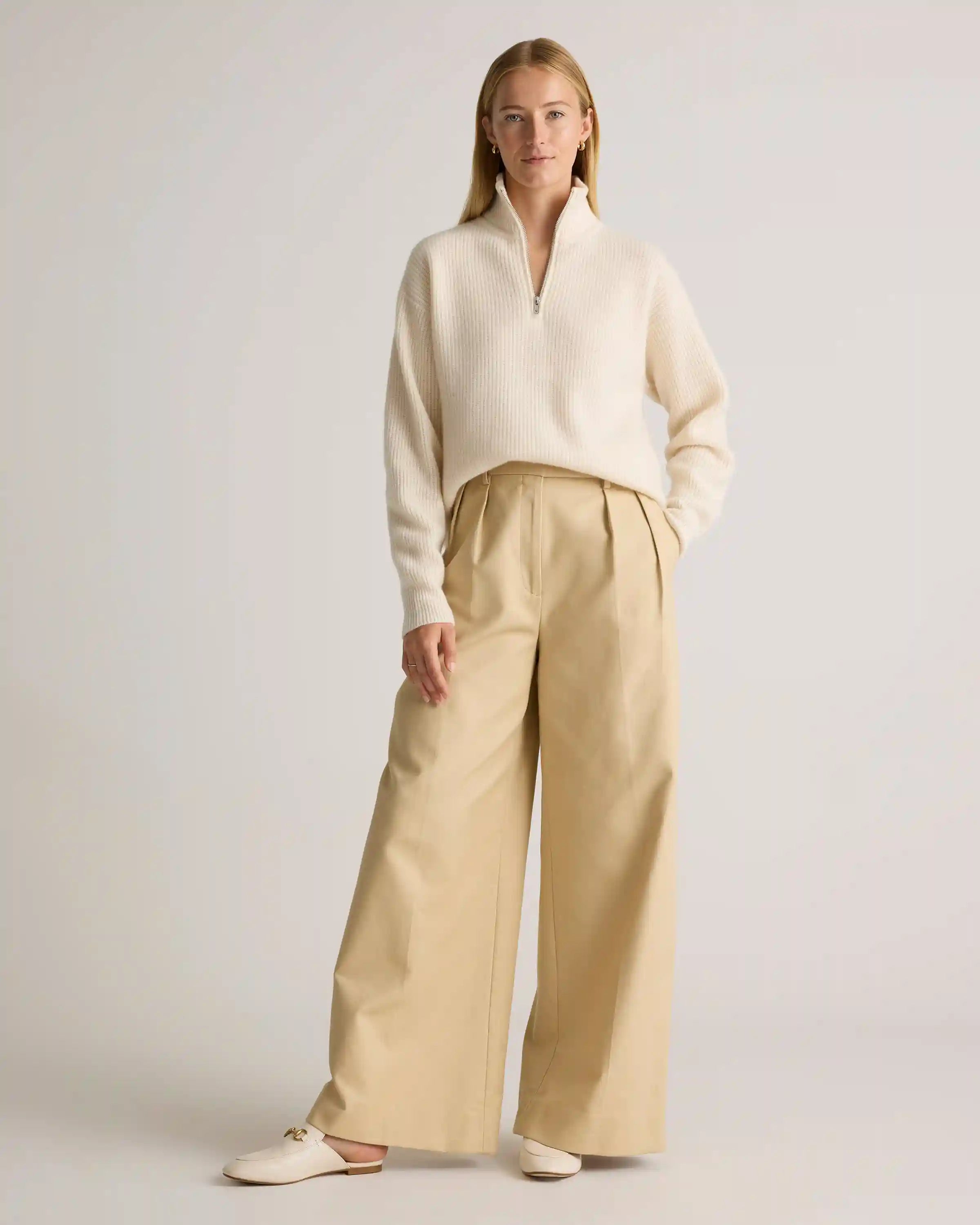 Mongolian Cashmere Fisherman Quarter Zip Sweater