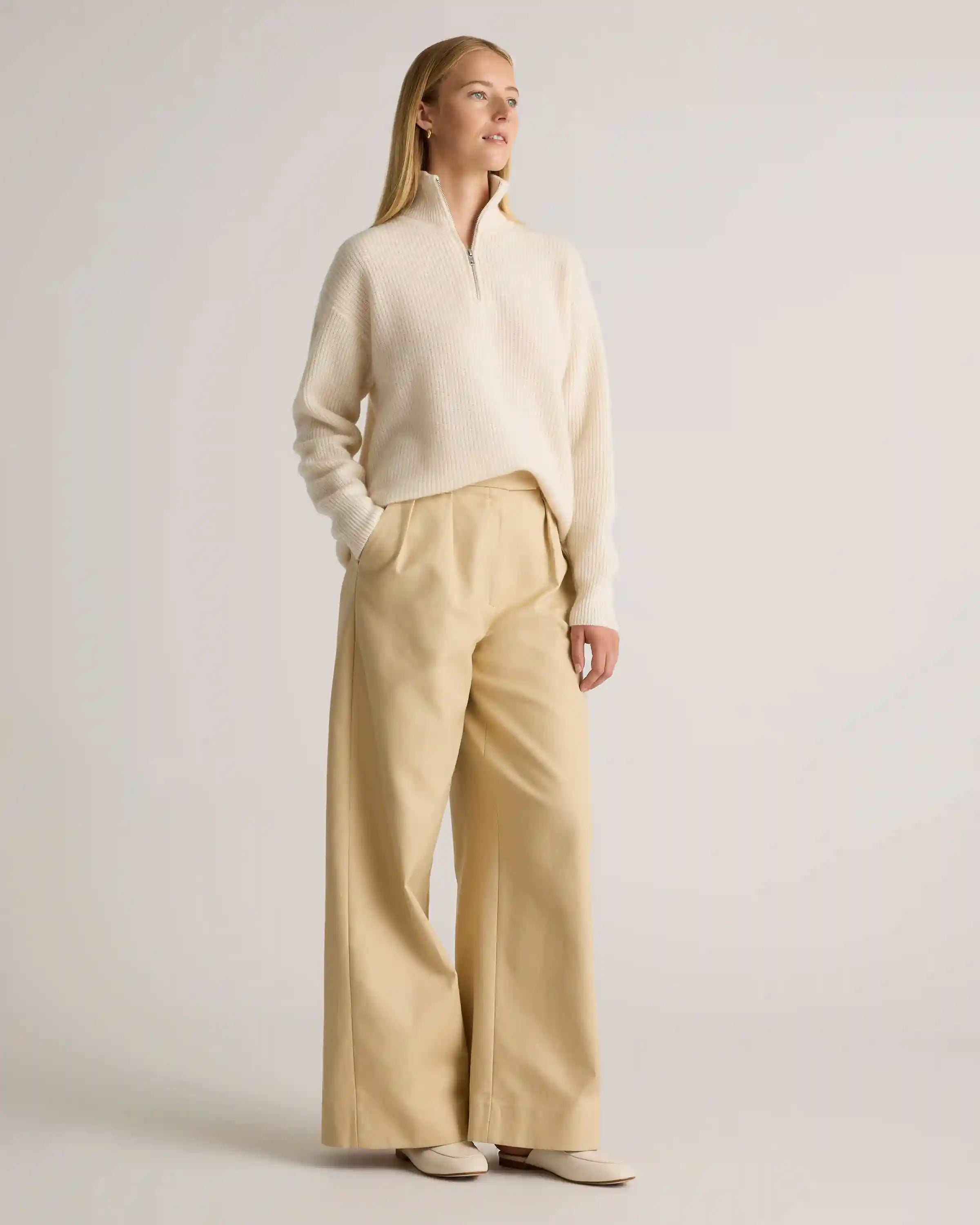 Mongolian Cashmere Fisherman Quarter Zip Sweater