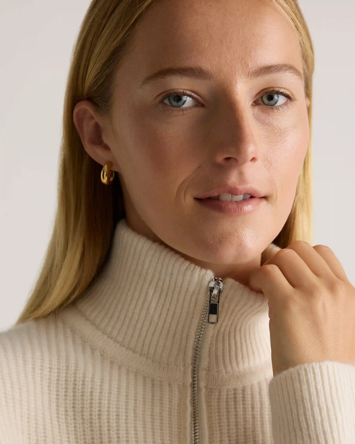 Mongolian Cashmere Fisherman Quarter Zip Sweater
