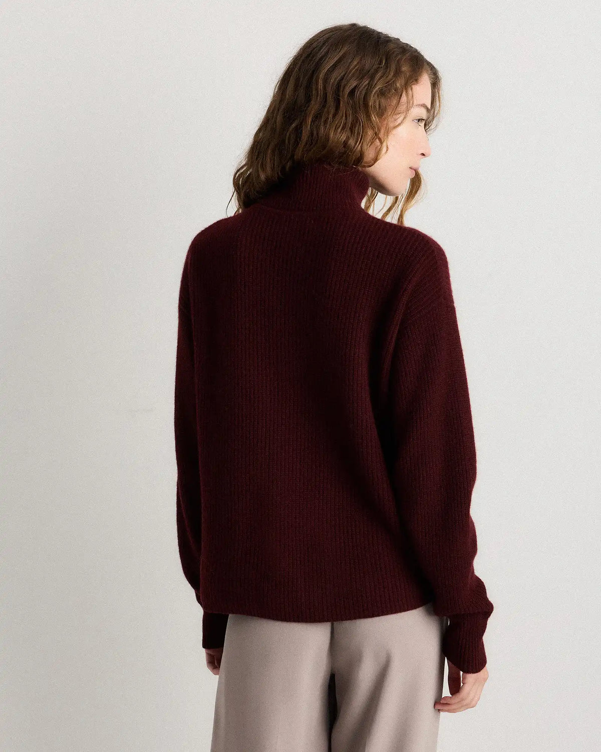 Mongolian Cashmere Fisherman Quarter Zip Sweater