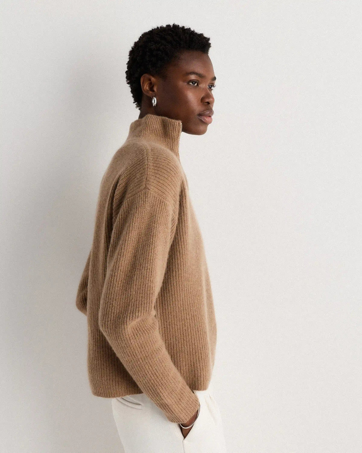 Mongolian Cashmere Fisherman Quarter Zip Sweater