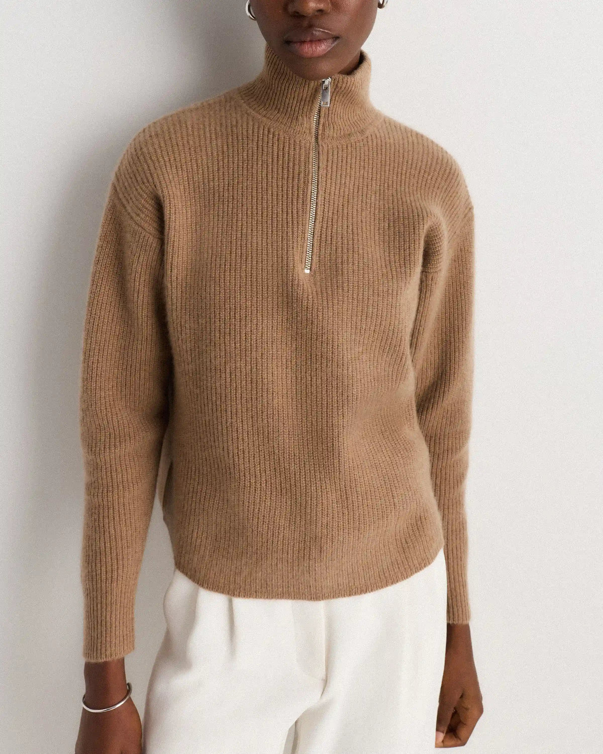 Mongolian Cashmere Fisherman Quarter Zip Sweater
