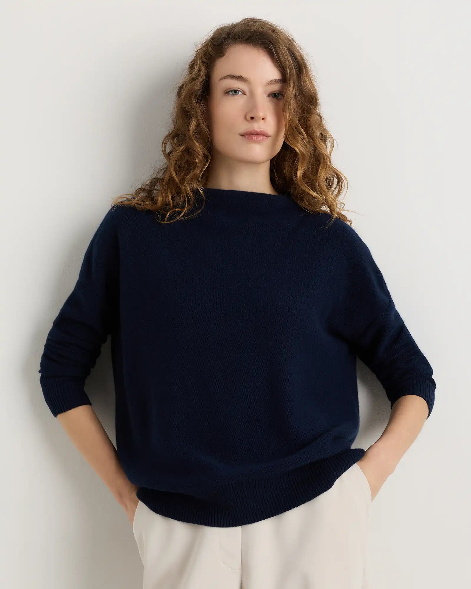 Mongolian Cashmere Funnel Neck Sweater