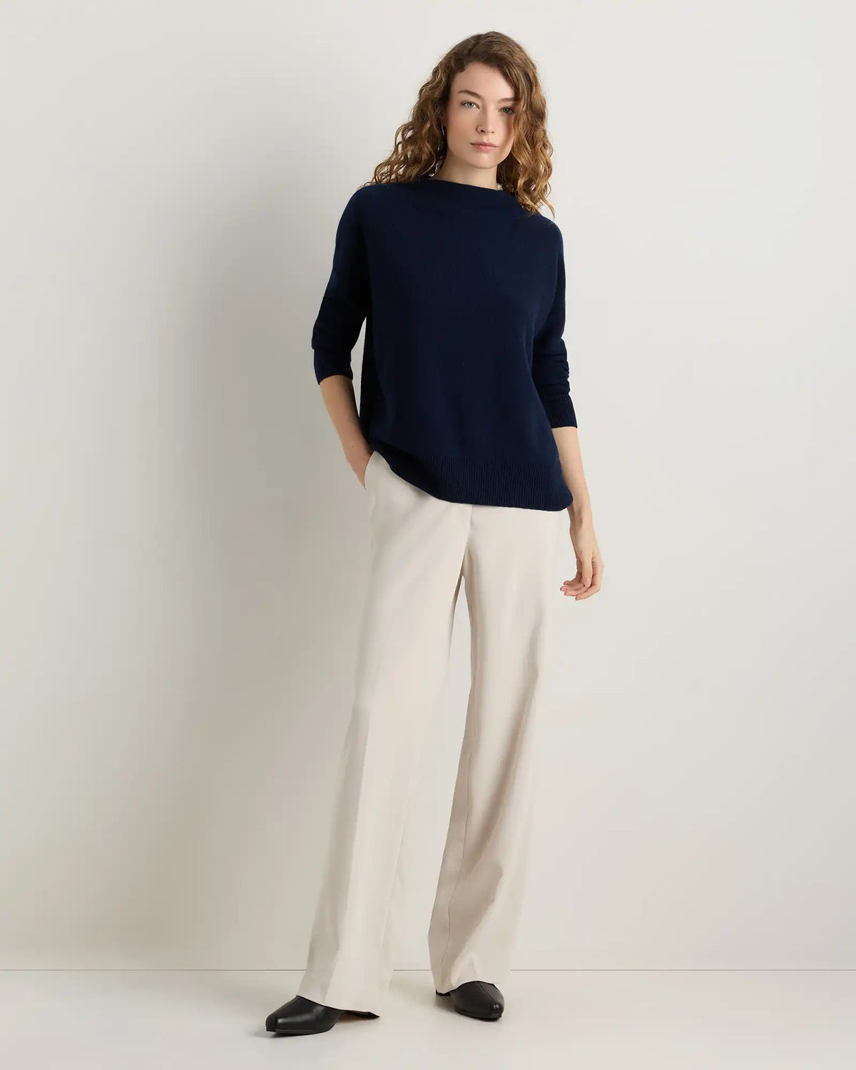 Mongolian Cashmere Funnel Neck Sweater