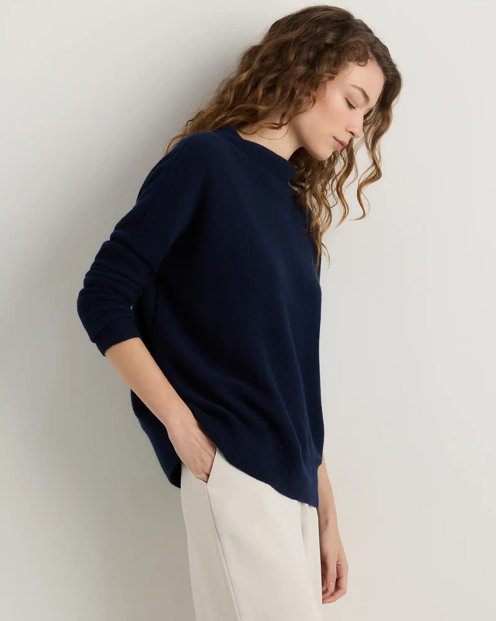 Mongolian Cashmere Funnel Neck Sweater