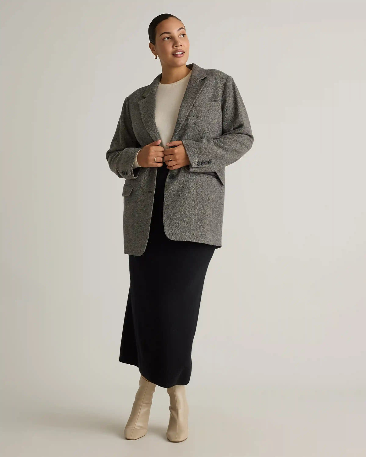Mongolian Cashmere Fitted Midi Skirt