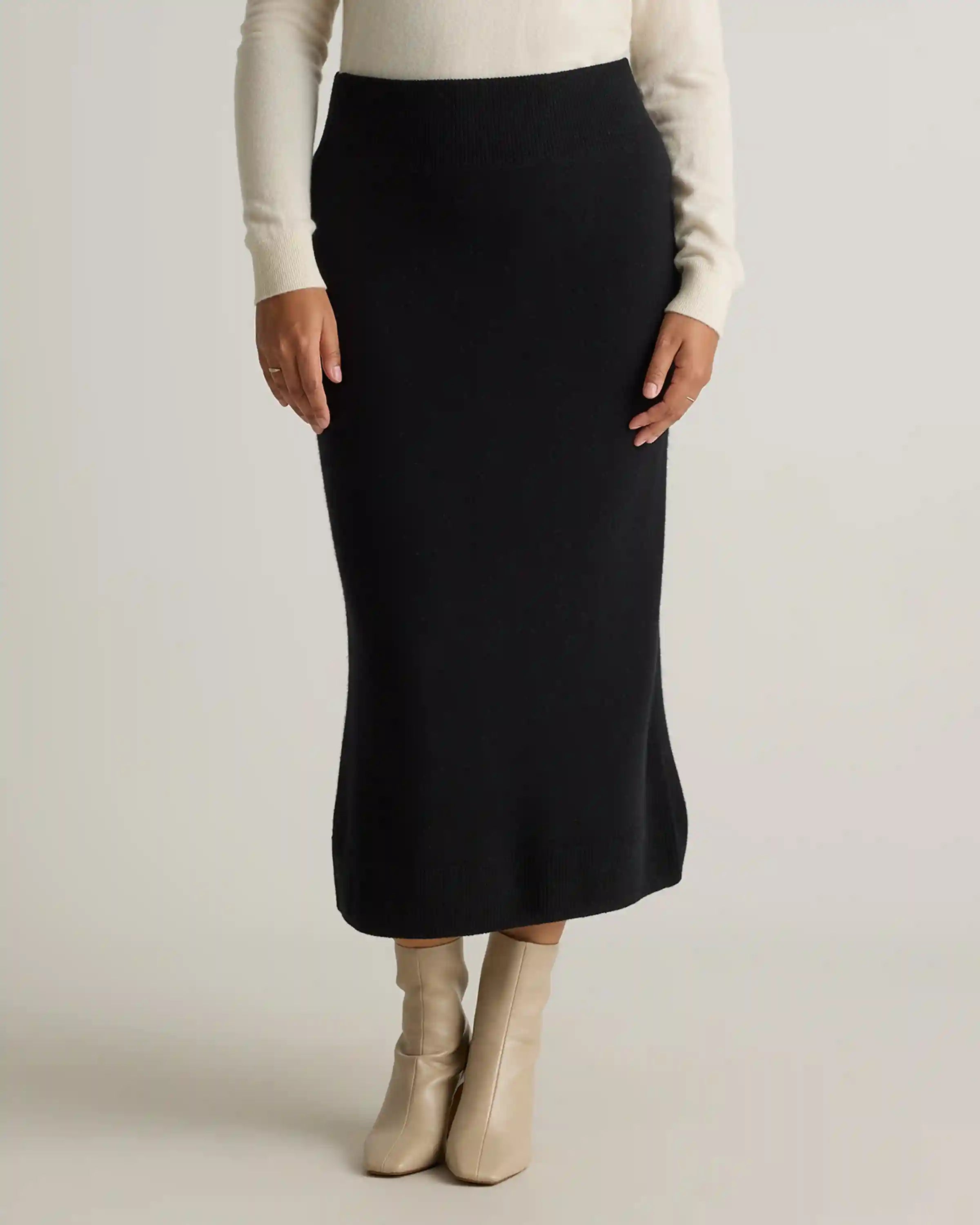 Mongolian Cashmere Fitted Midi Skirt