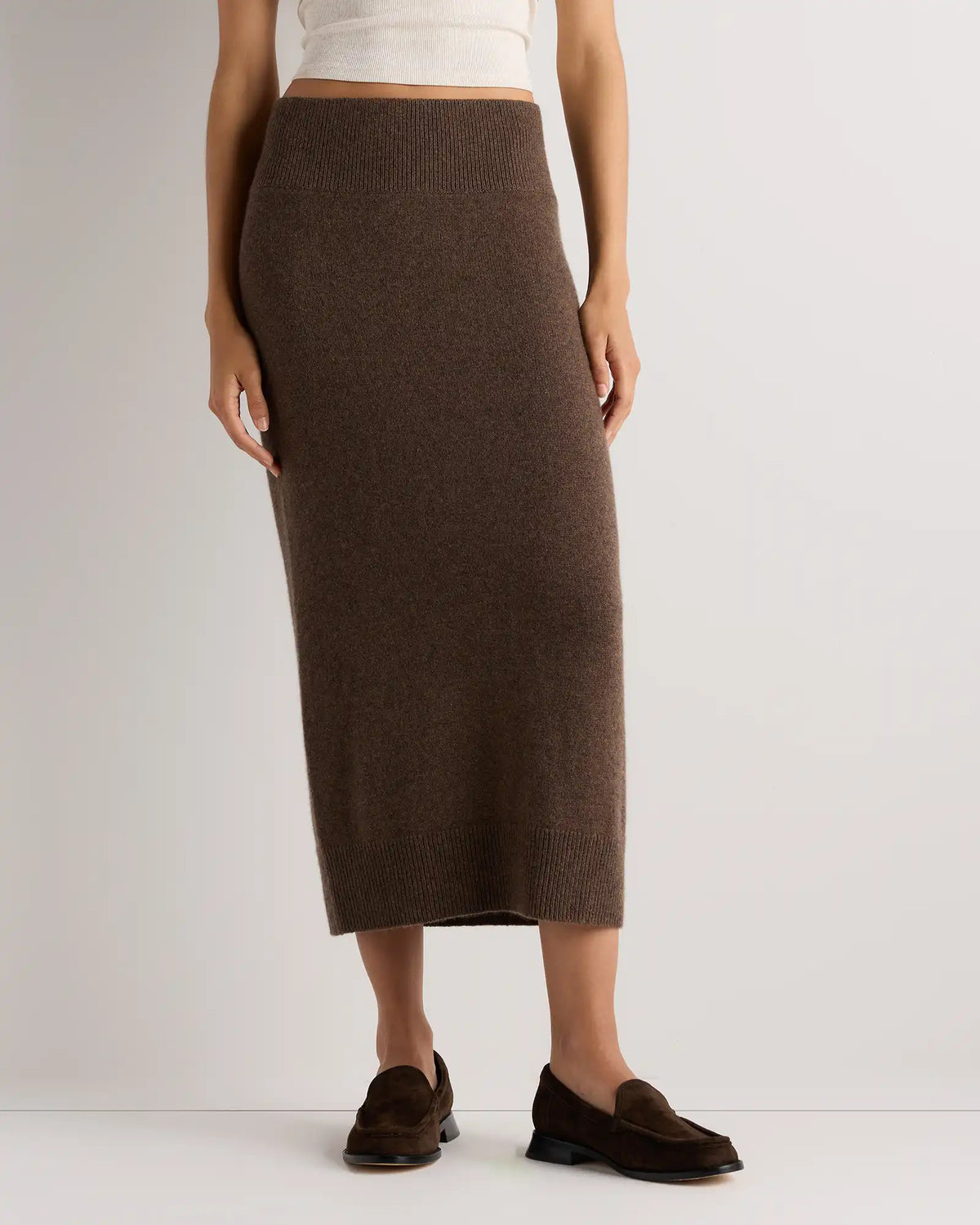 Mongolian Cashmere Fitted Midi Skirt
