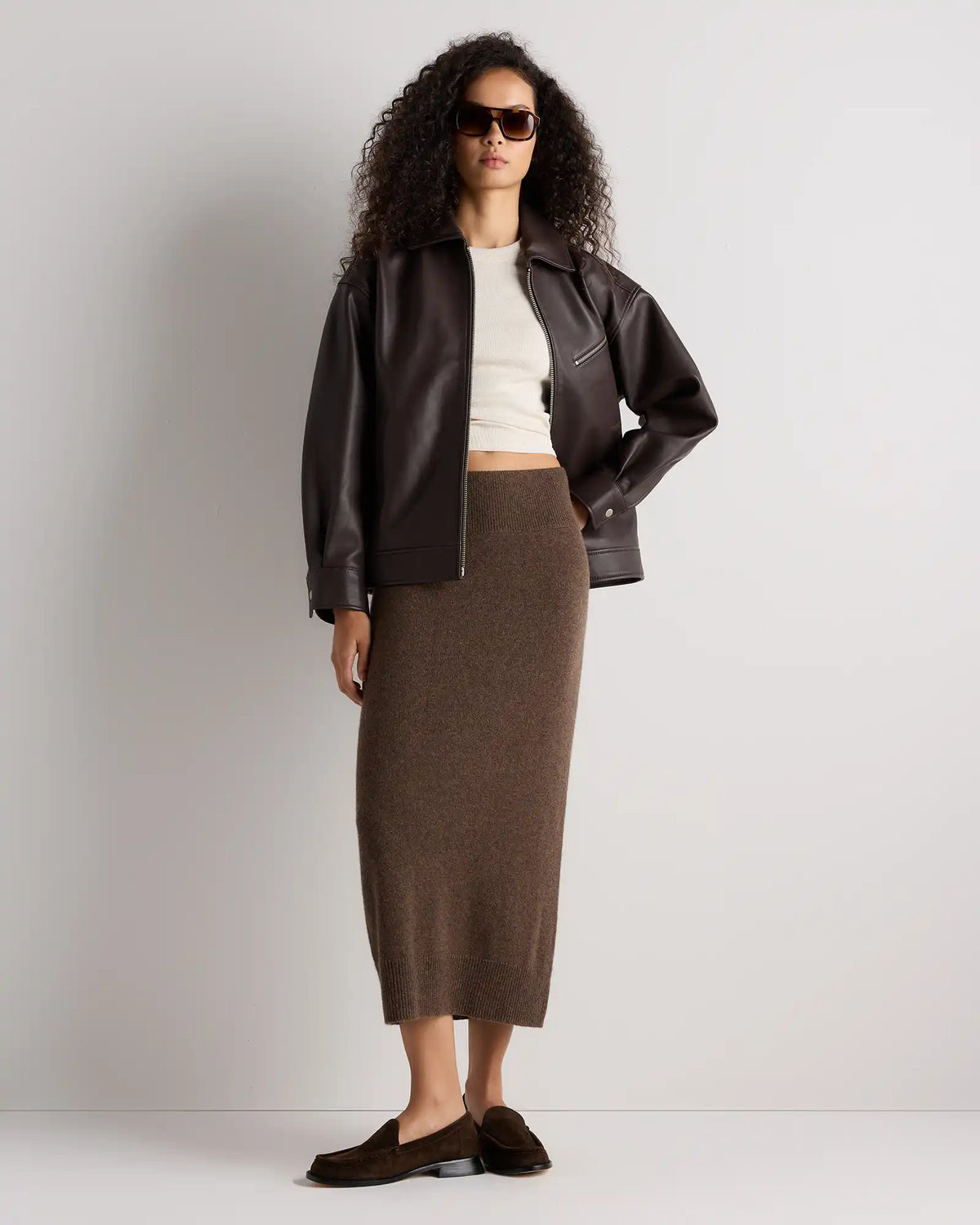 Mongolian Cashmere Fitted Midi Skirt