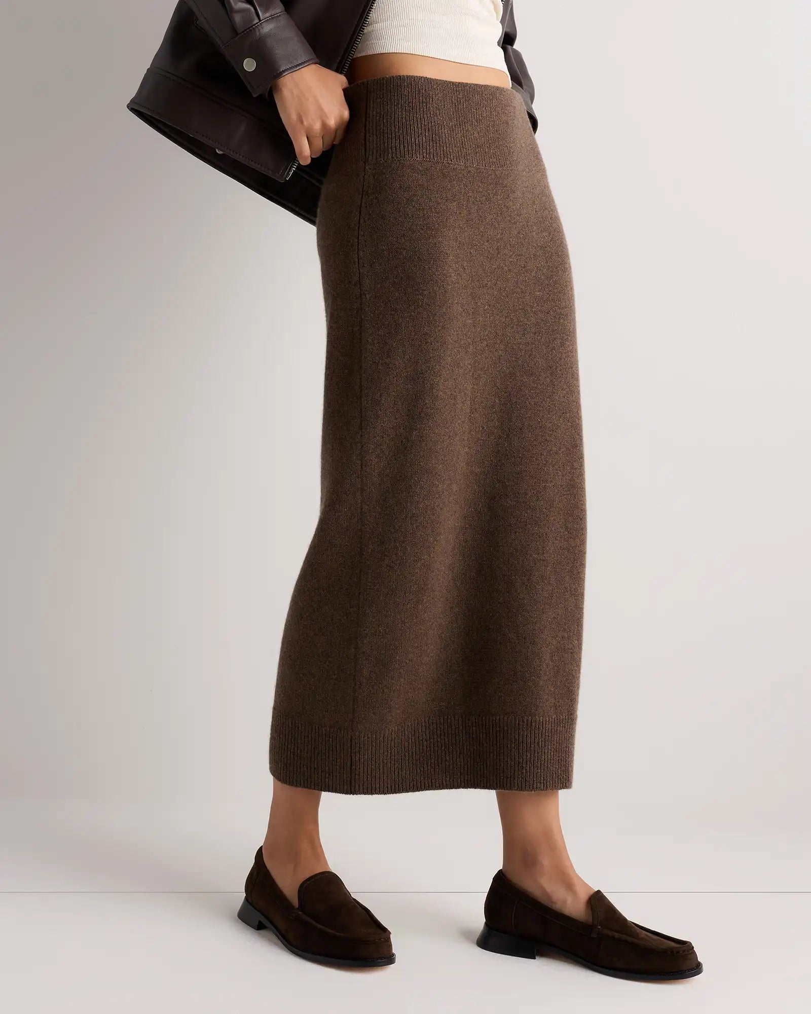 Mongolian Cashmere Fitted Midi Skirt
