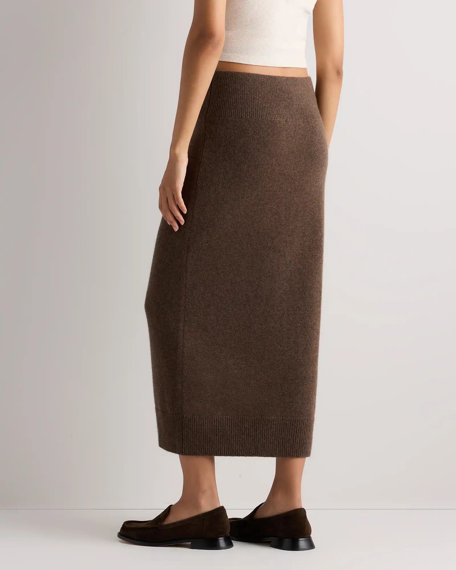 Mongolian Cashmere Fitted Midi Skirt