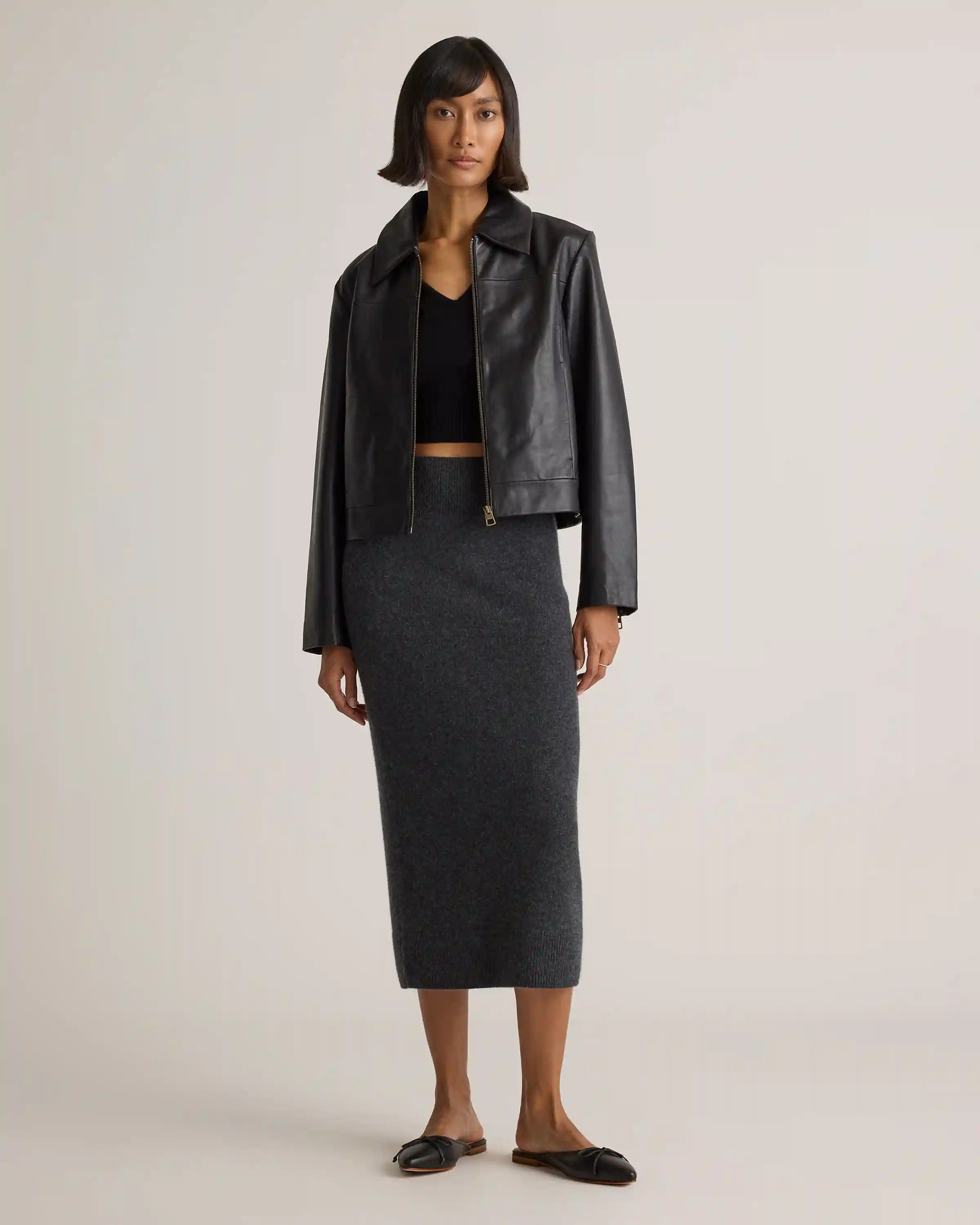 Mongolian Cashmere Fitted Midi Skirt
