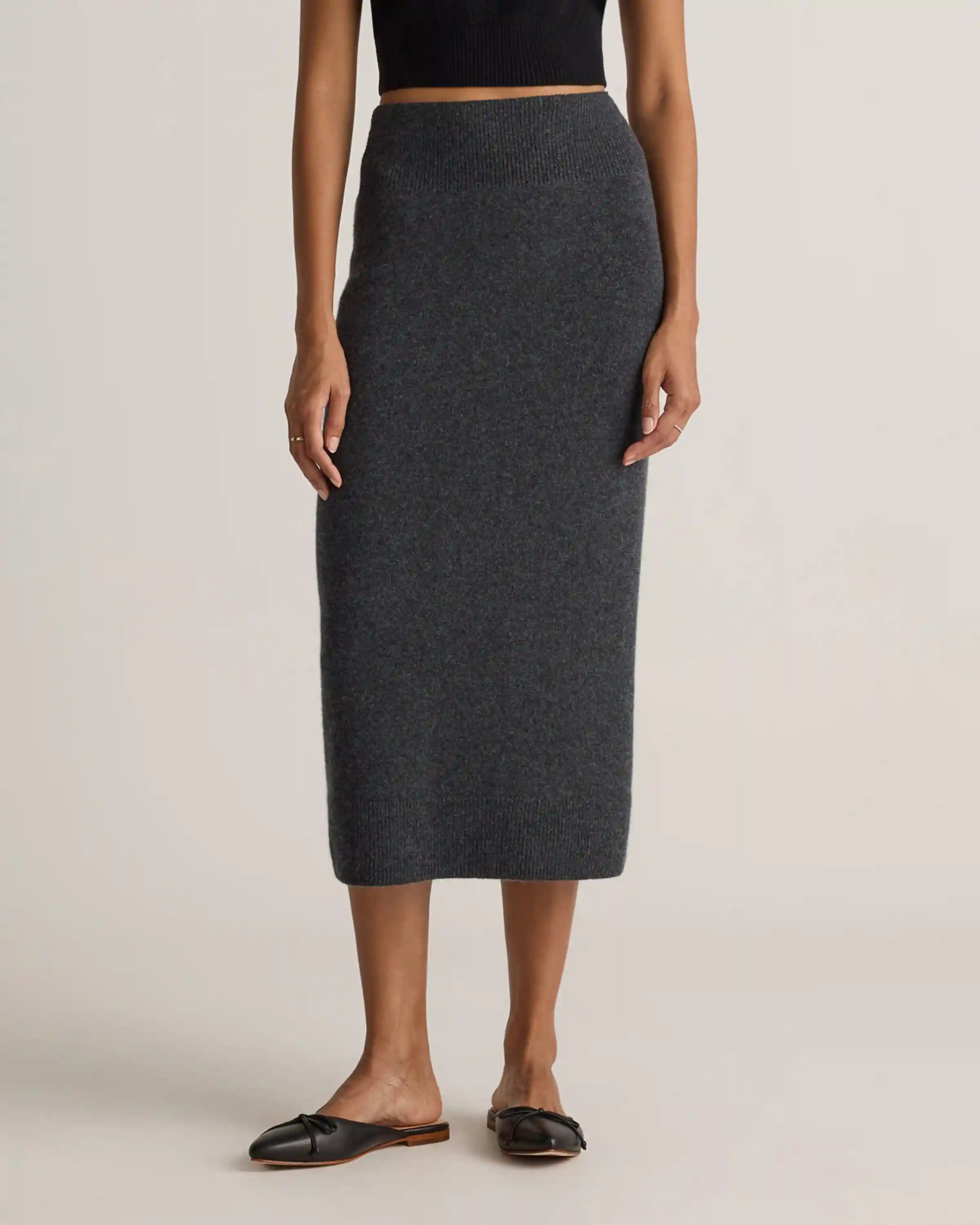Mongolian Cashmere Fitted Midi Skirt