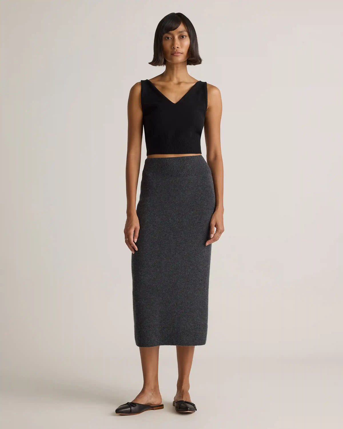 Mongolian Cashmere Fitted Midi Skirt