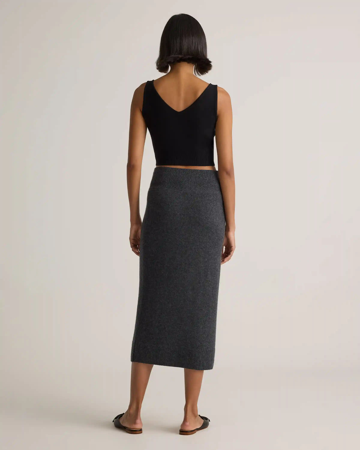 Mongolian Cashmere Fitted Midi Skirt