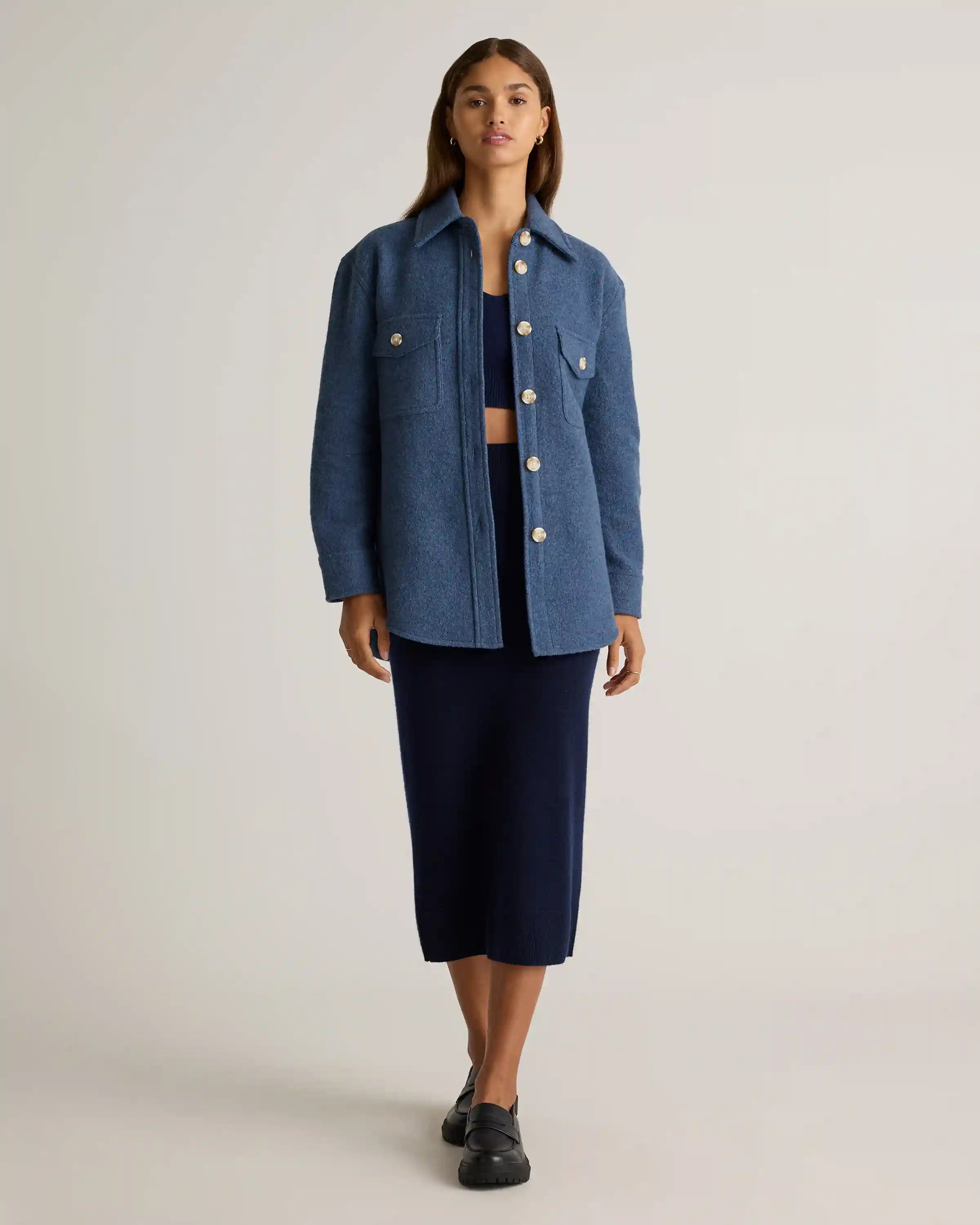 Mongolian Cashmere Fitted Midi Skirt