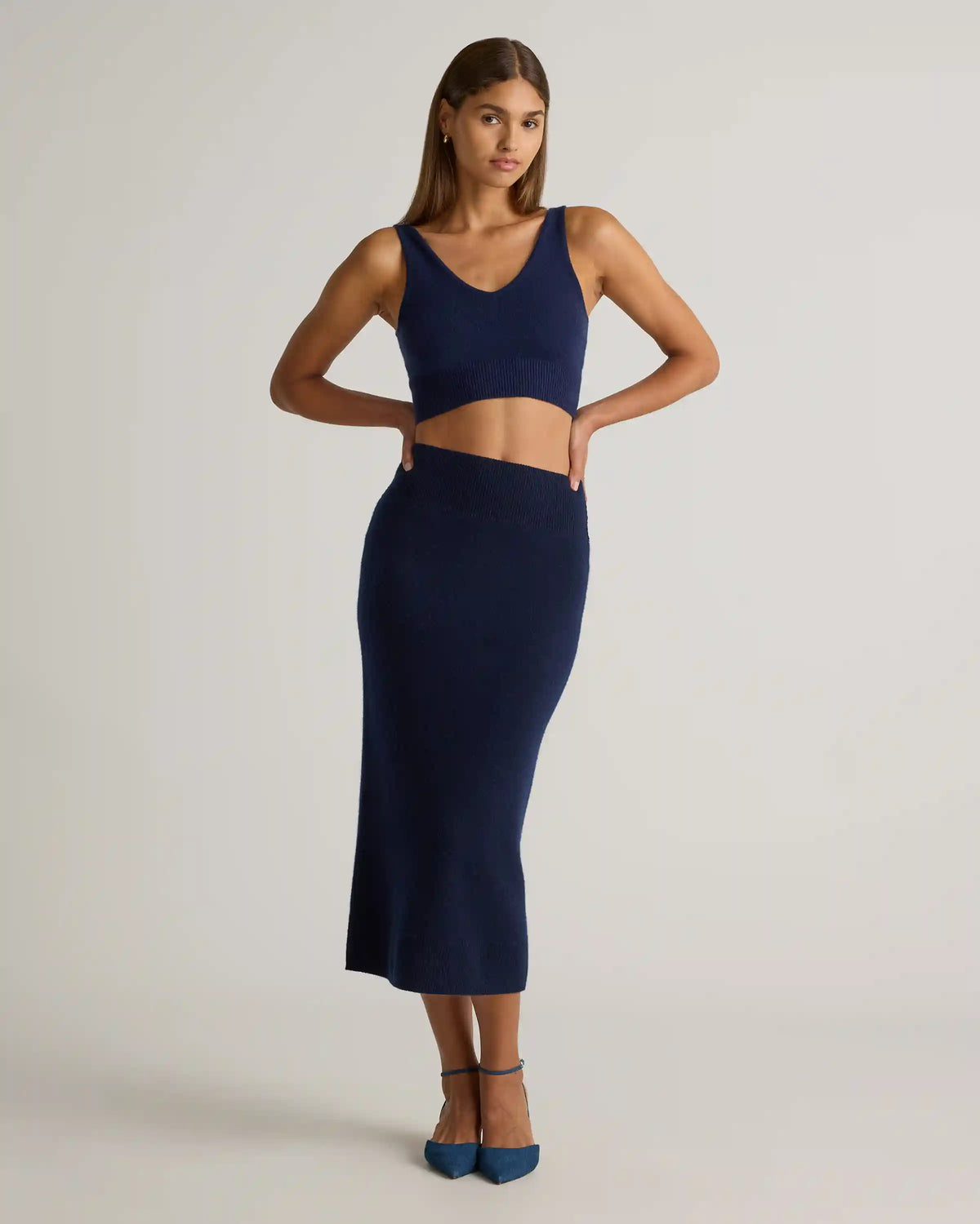 Mongolian Cashmere Fitted Midi Skirt