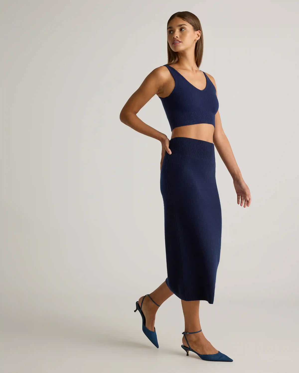 Mongolian Cashmere Fitted Midi Skirt