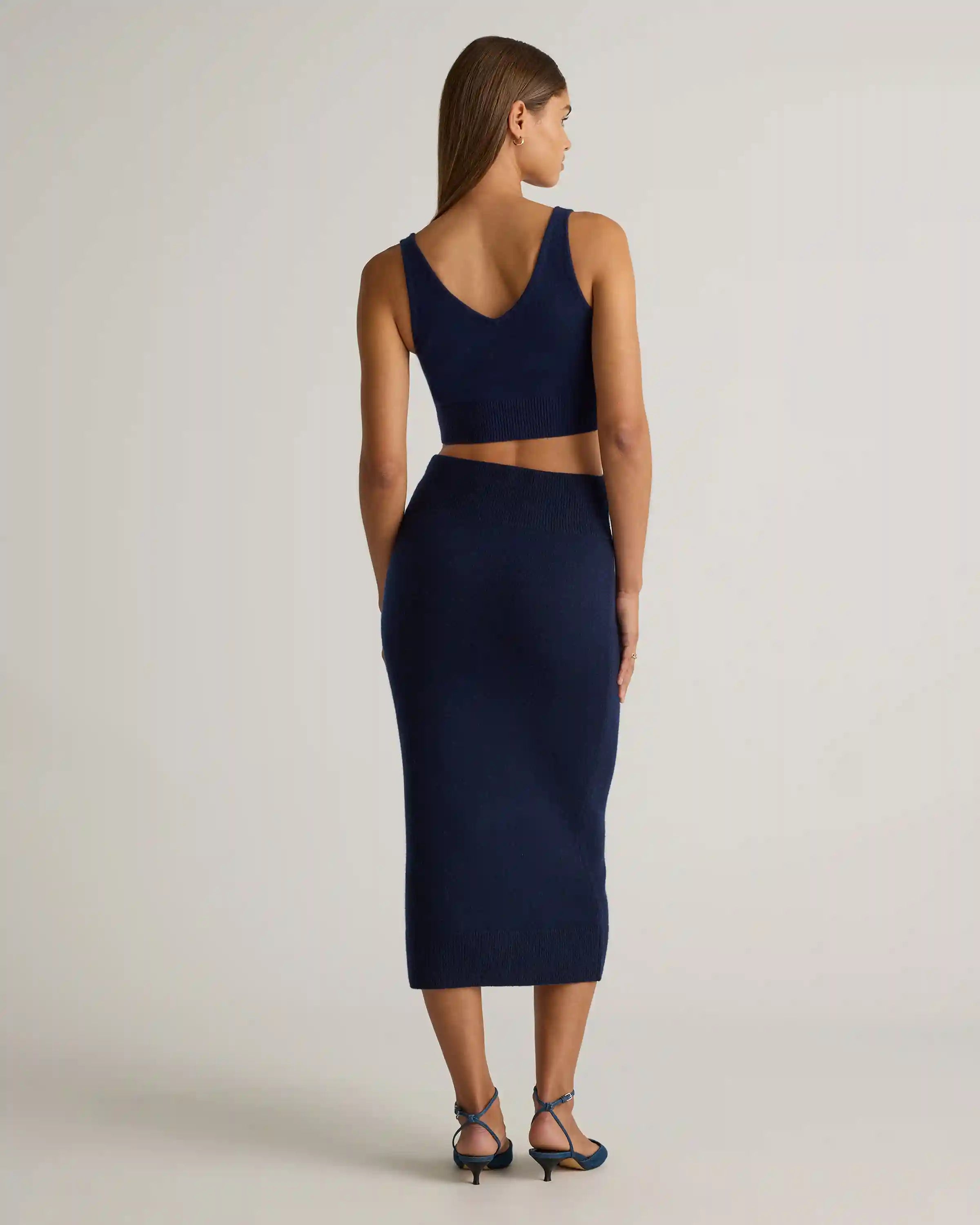 Mongolian Cashmere Fitted Midi Skirt