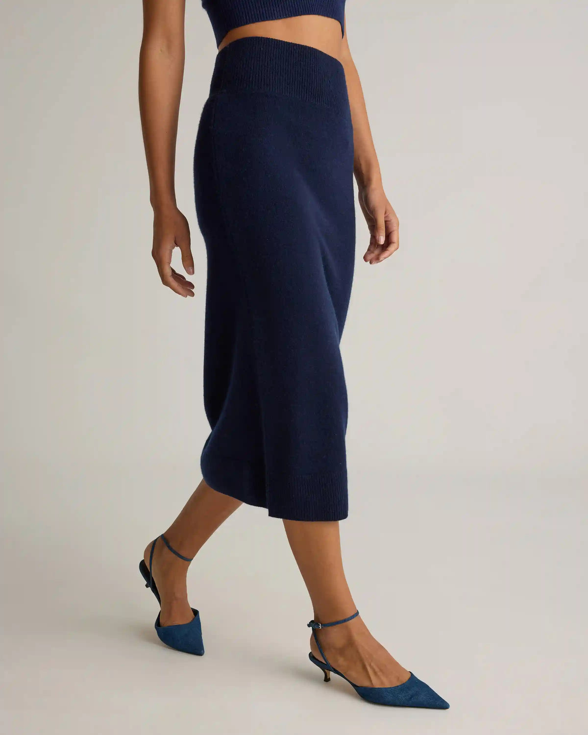Mongolian Cashmere Fitted Midi Skirt