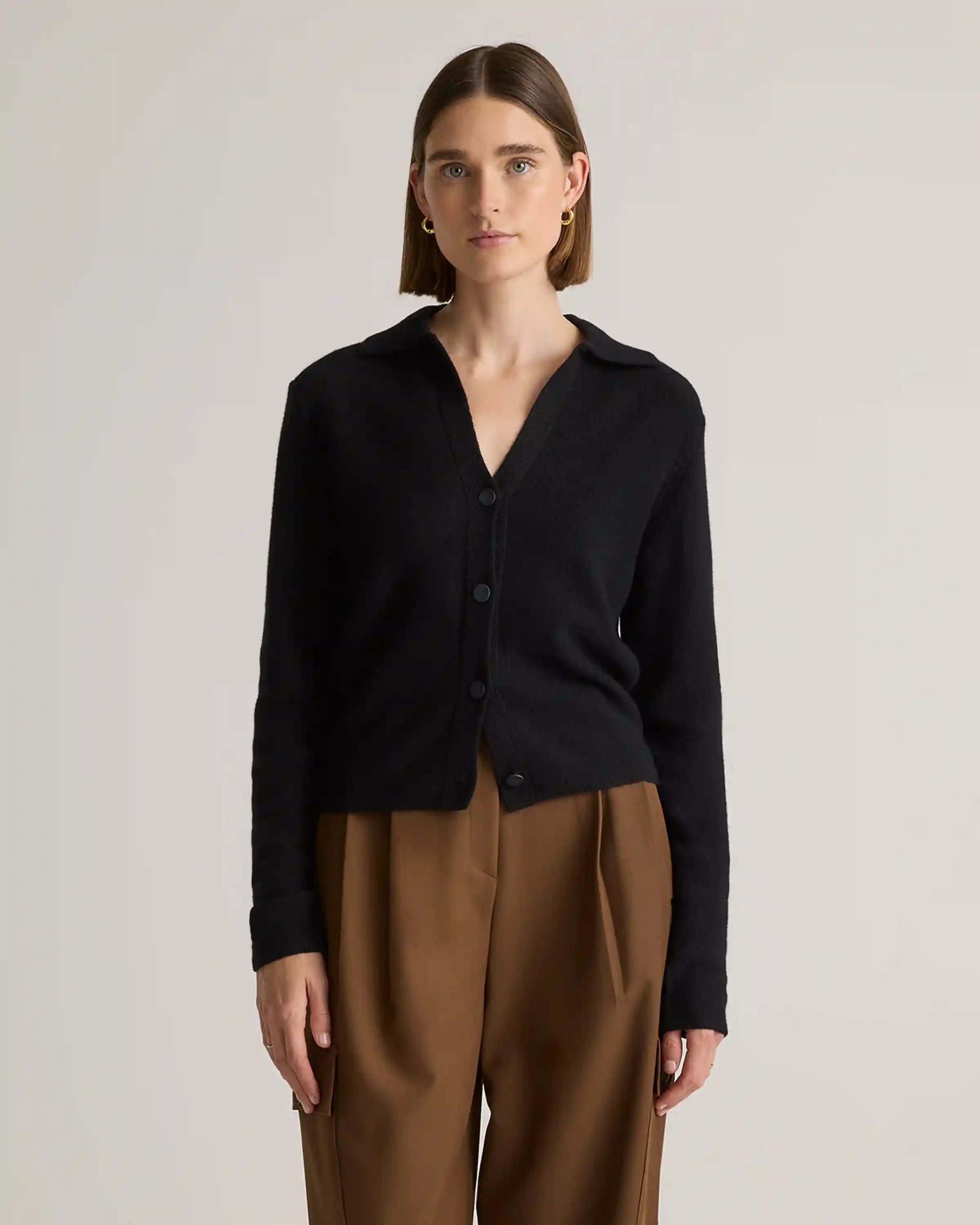 Mongolian Cashmere Collared Cardigan
