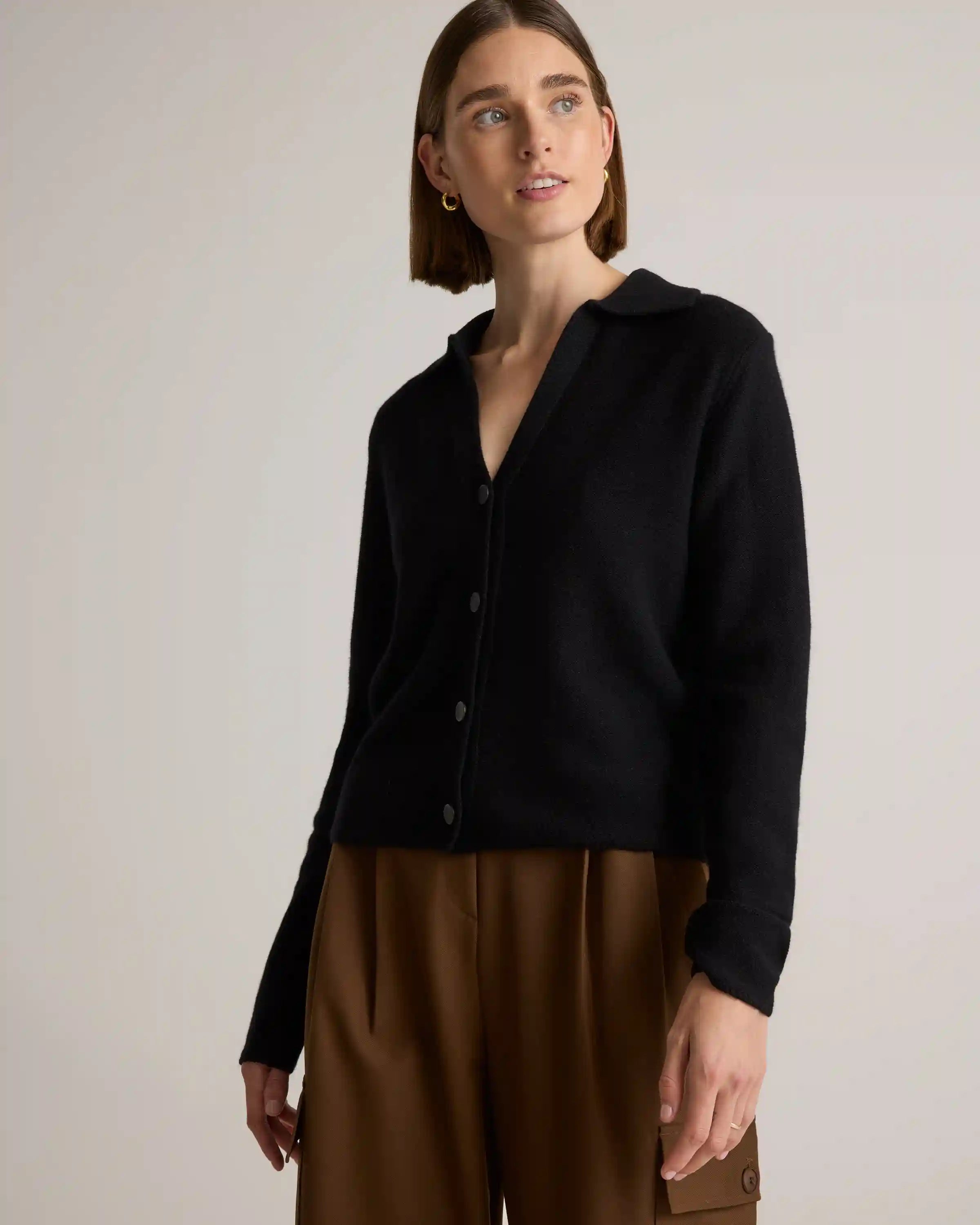 Mongolian Cashmere Collared Cardigan