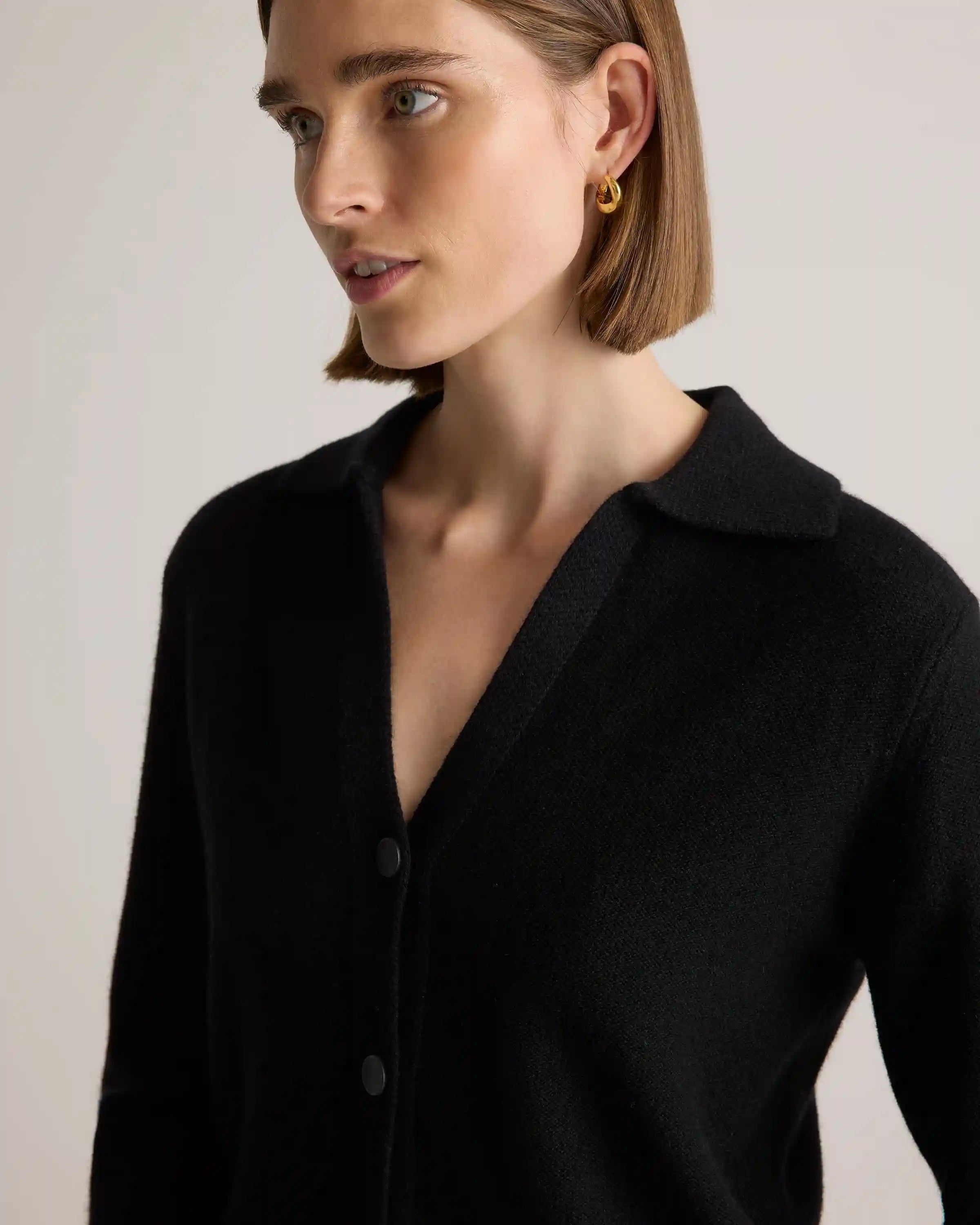 Mongolian Cashmere Collared Cardigan