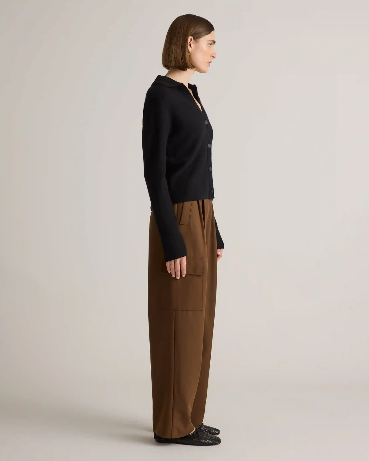 Mongolian Cashmere Collared Cardigan
