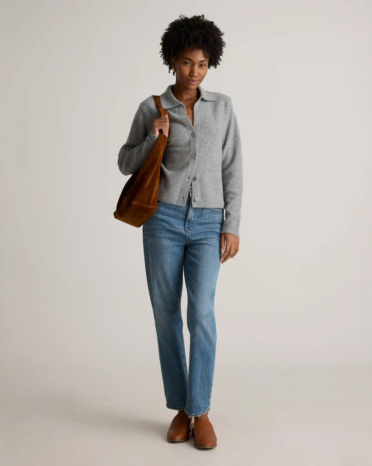 Mongolian Cashmere Collared Cardigan