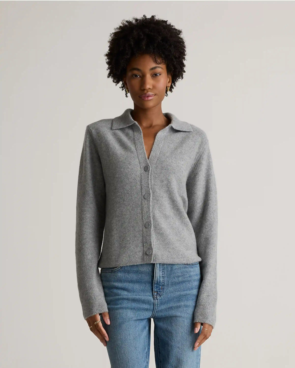 Mongolian Cashmere Collared Cardigan