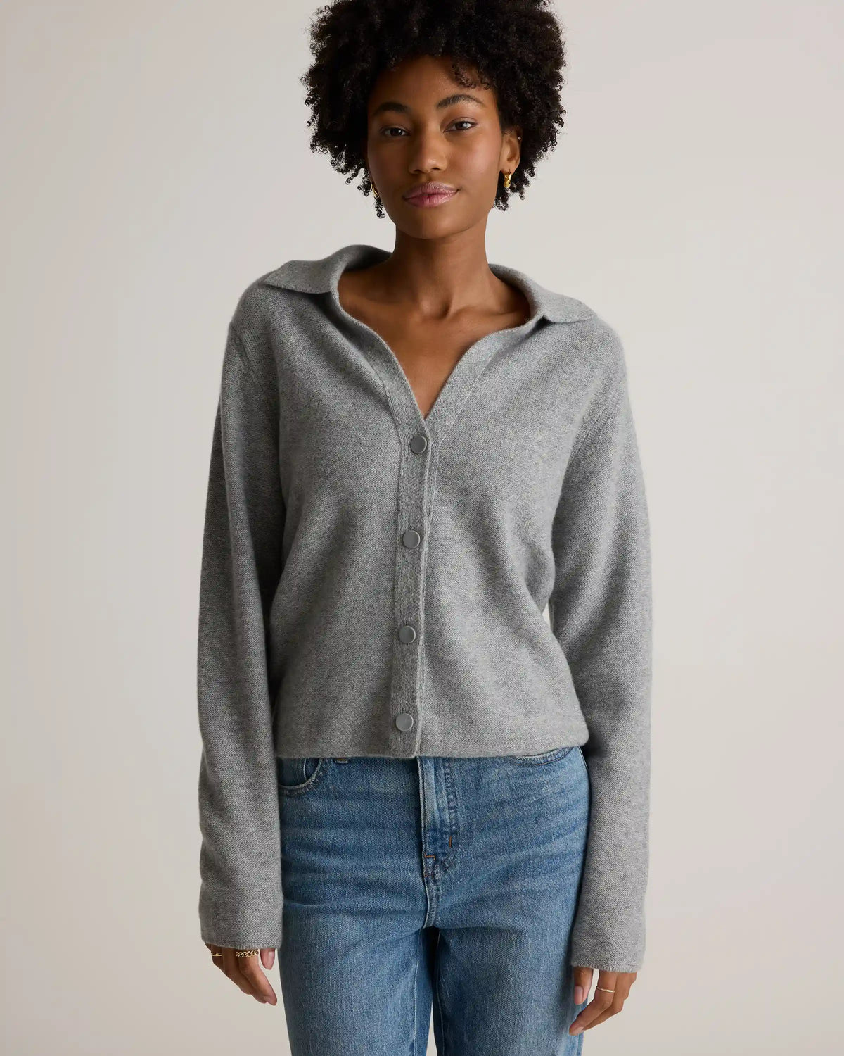 Mongolian Cashmere Collared Cardigan