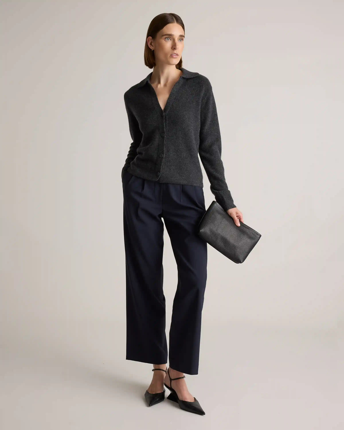 Mongolian Cashmere Collared Cardigan