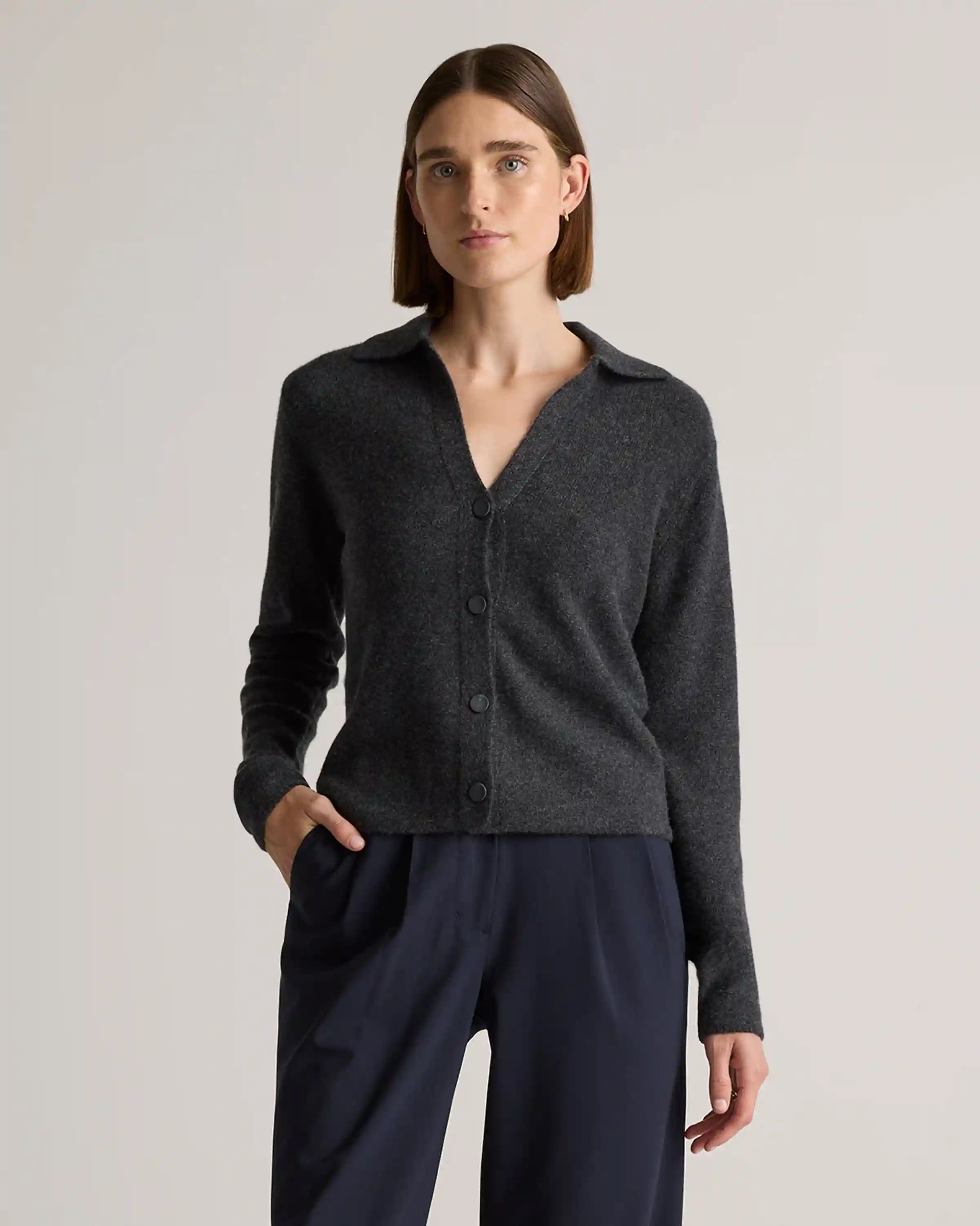 Mongolian Cashmere Collared Cardigan