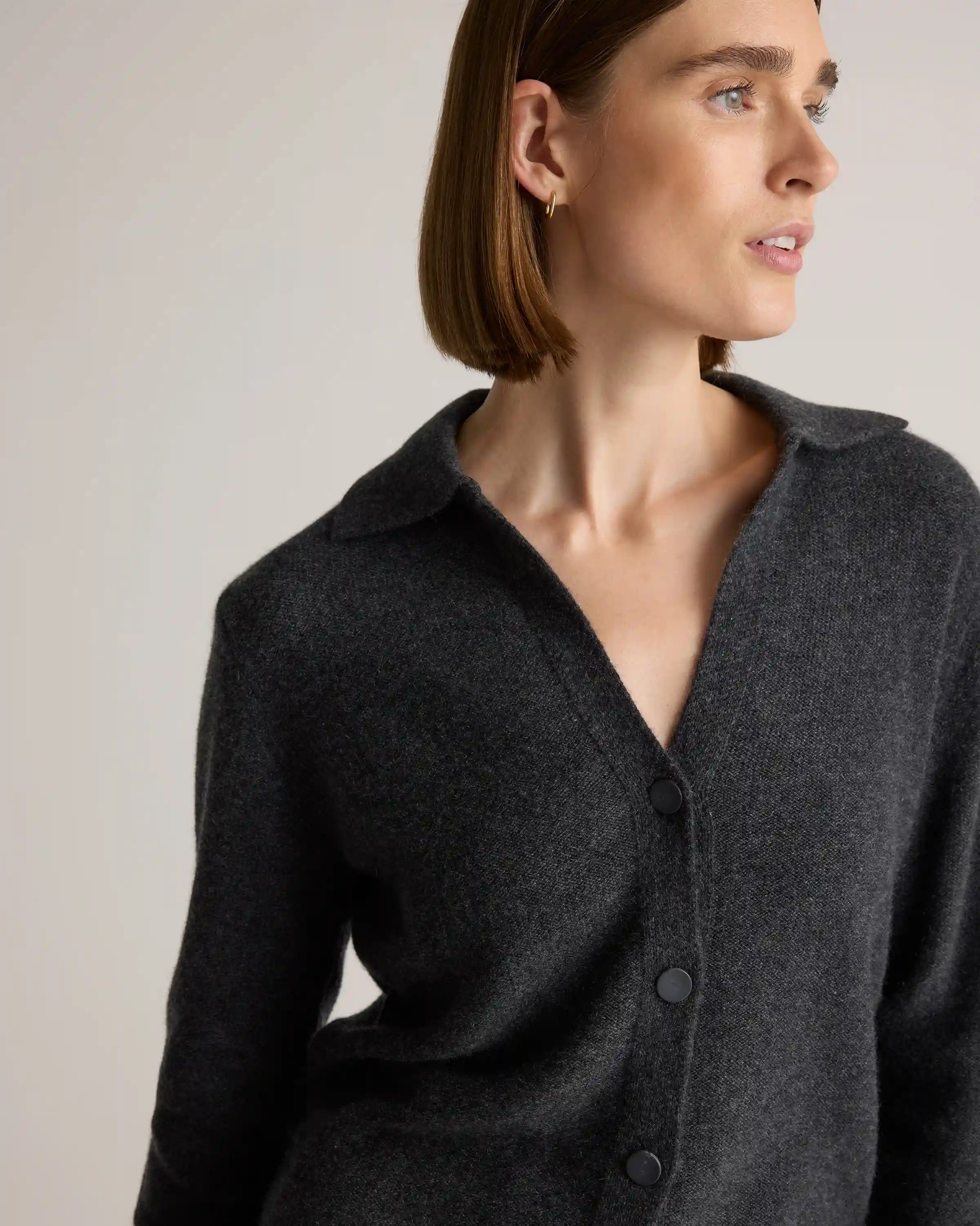 Mongolian Cashmere Collared Cardigan