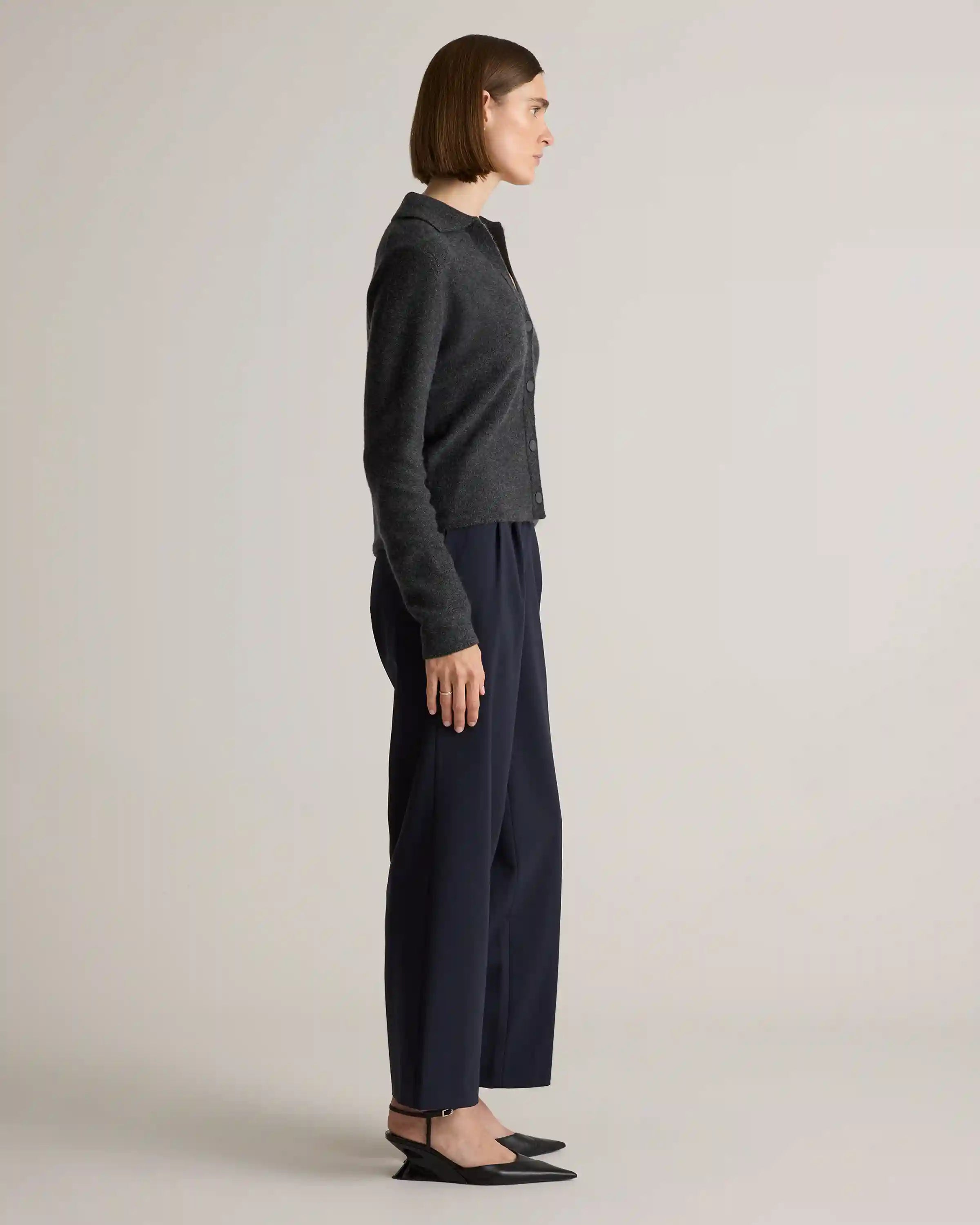 Mongolian Cashmere Collared Cardigan