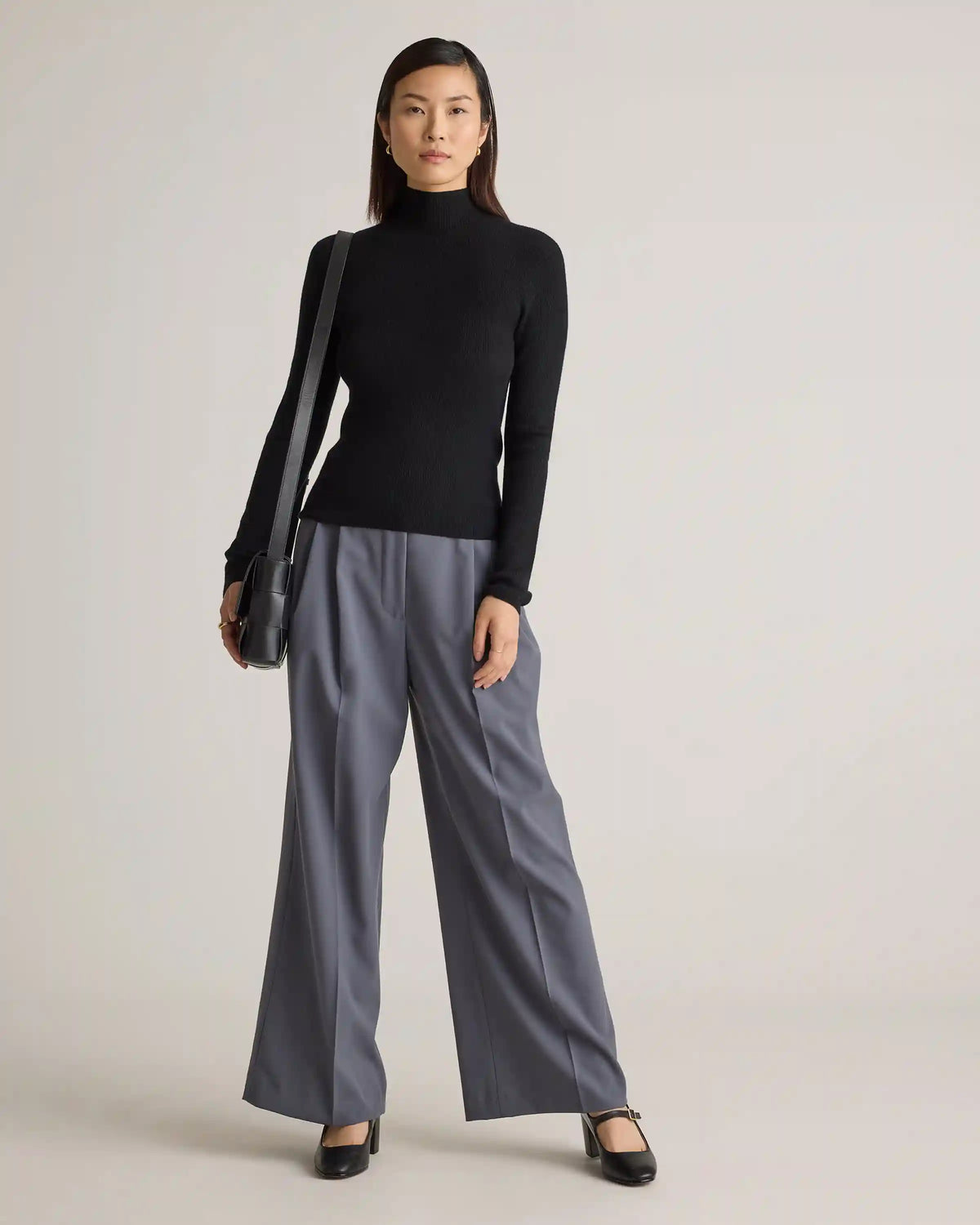 Featherweight Cashmere Ribbed Mockneck Sweater