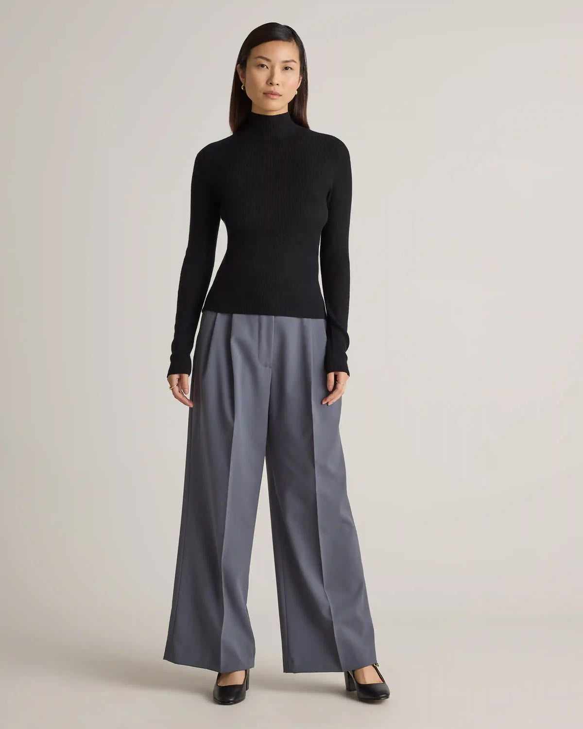 Featherweight Cashmere Ribbed Mockneck Sweater